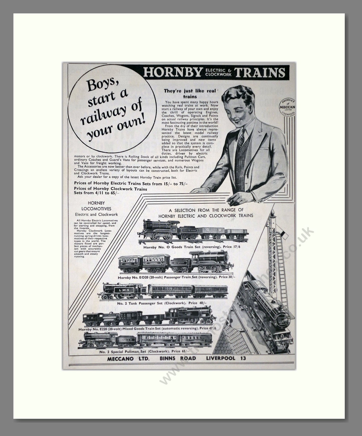 Hornby - Start A Railway Of Your Own. Vintage Advert 1937 (ref AD65733)