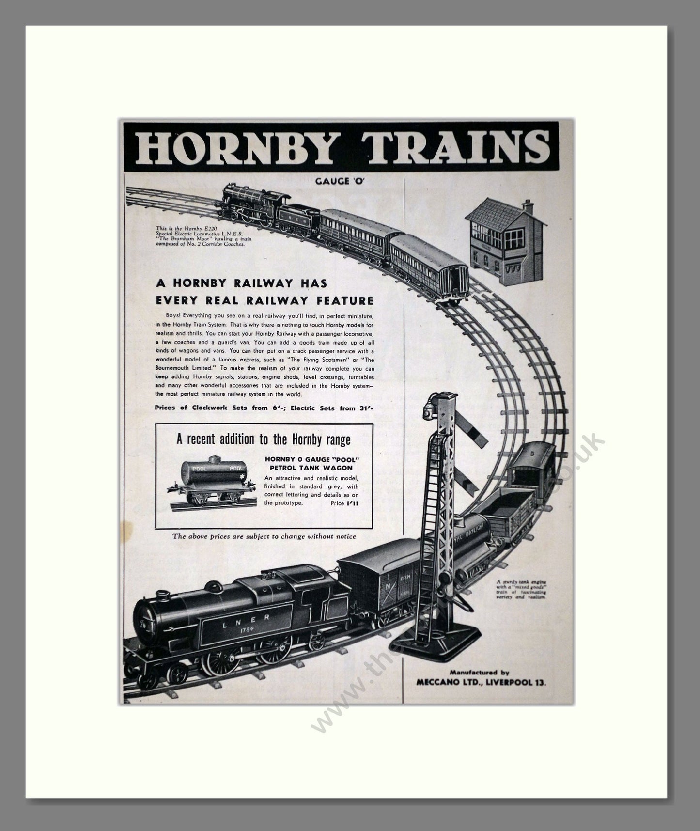 Hornby - Gauge O Trains. Vintage Advert 1940 (ref AD65746)