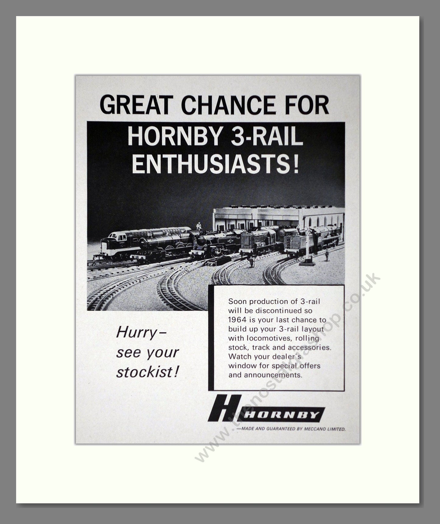 Hornby - 3 Rail Enthusiasts. Vintage Advert 1964 (ref AD65768)