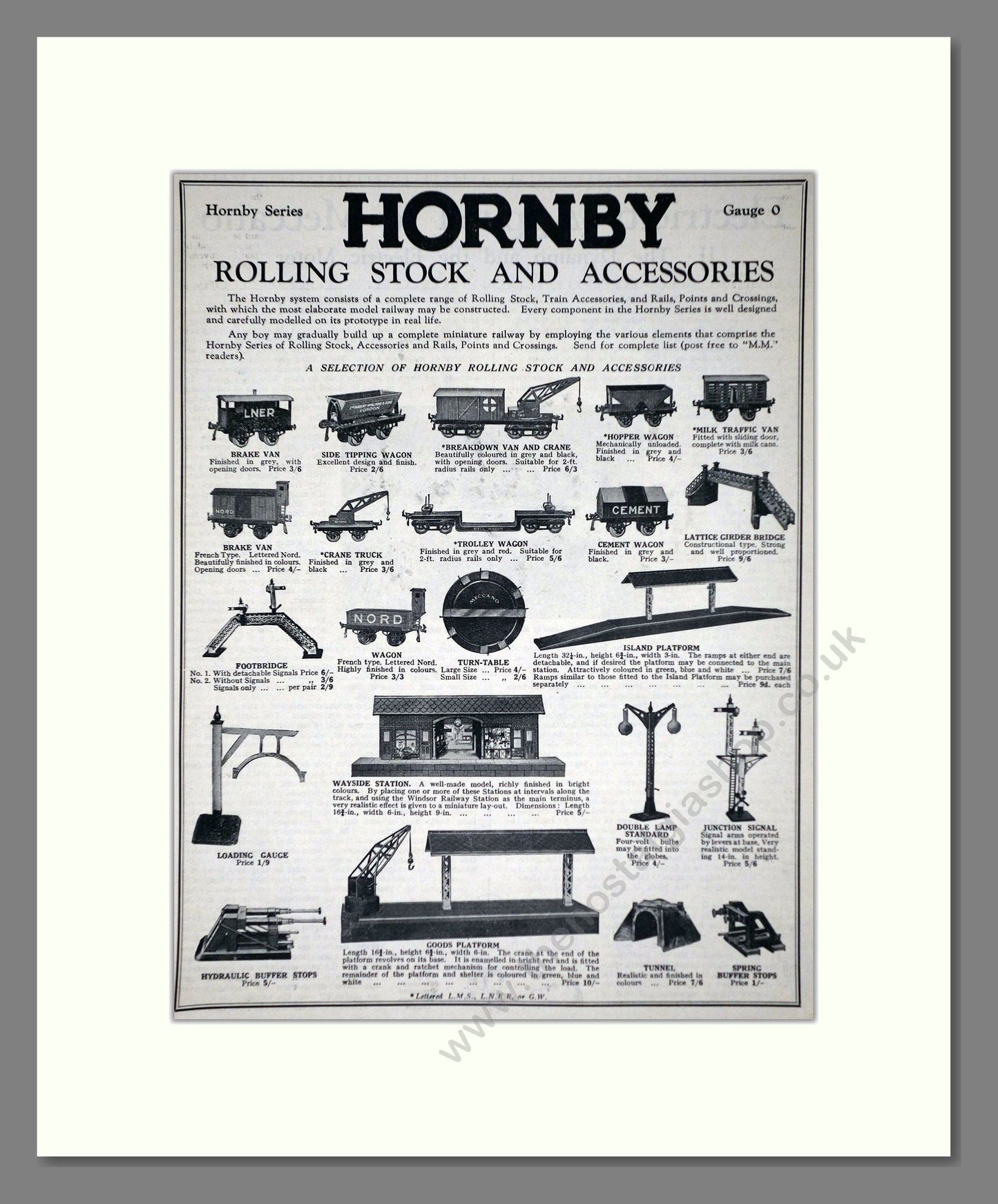 Hornby - Rolling Stocks And Accessories. Vintage Advert 1927 (ref AD65775)