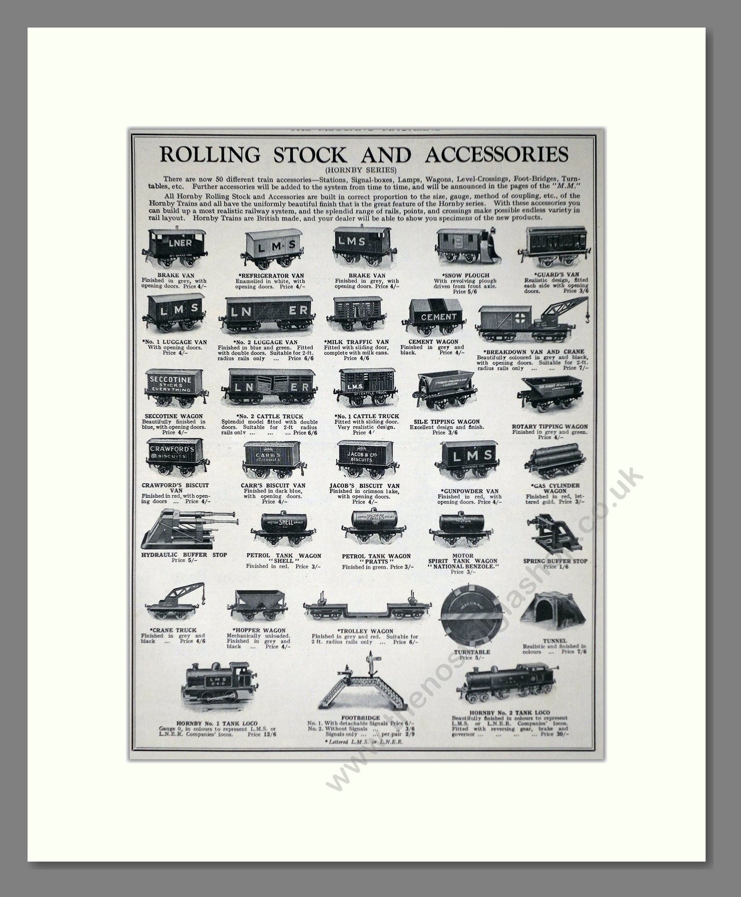 Hornby - Rolling Stocks And Accessories. Vintage Advert 1926 (ref AD65776)