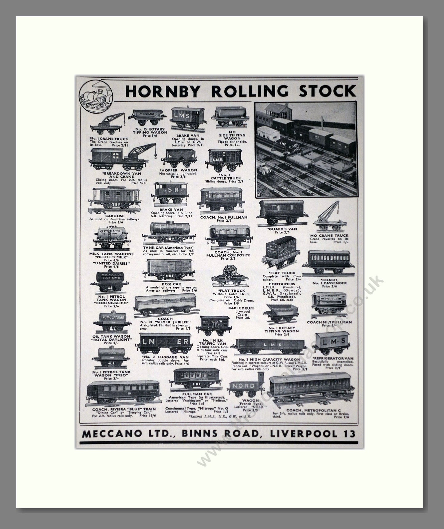 Hornby - Rolling Stock. Vintage Advert 1937 (ref AD65779)