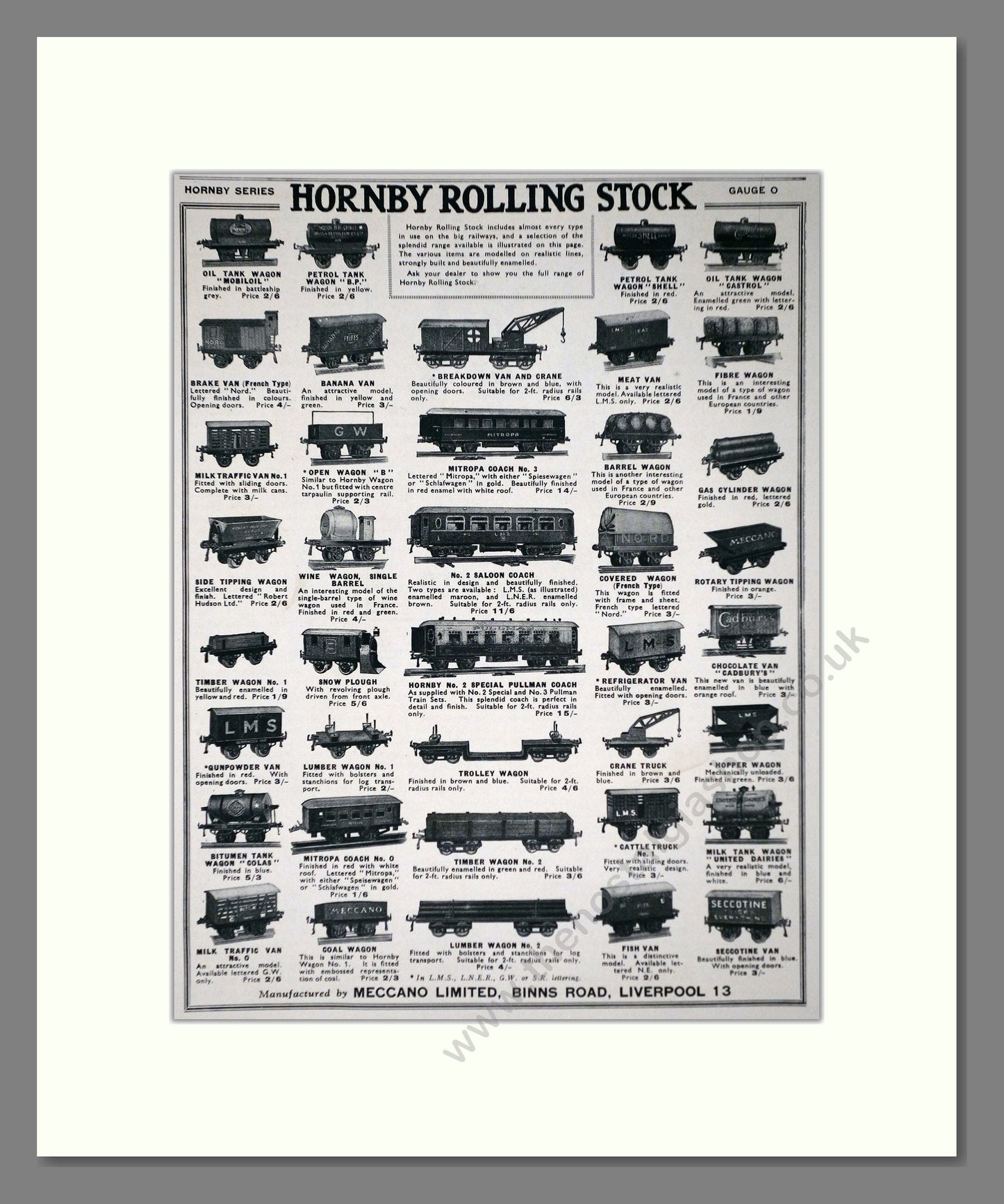 Hornby - Rolling Stock. Vintage Advert 1933 (ref AD65780)