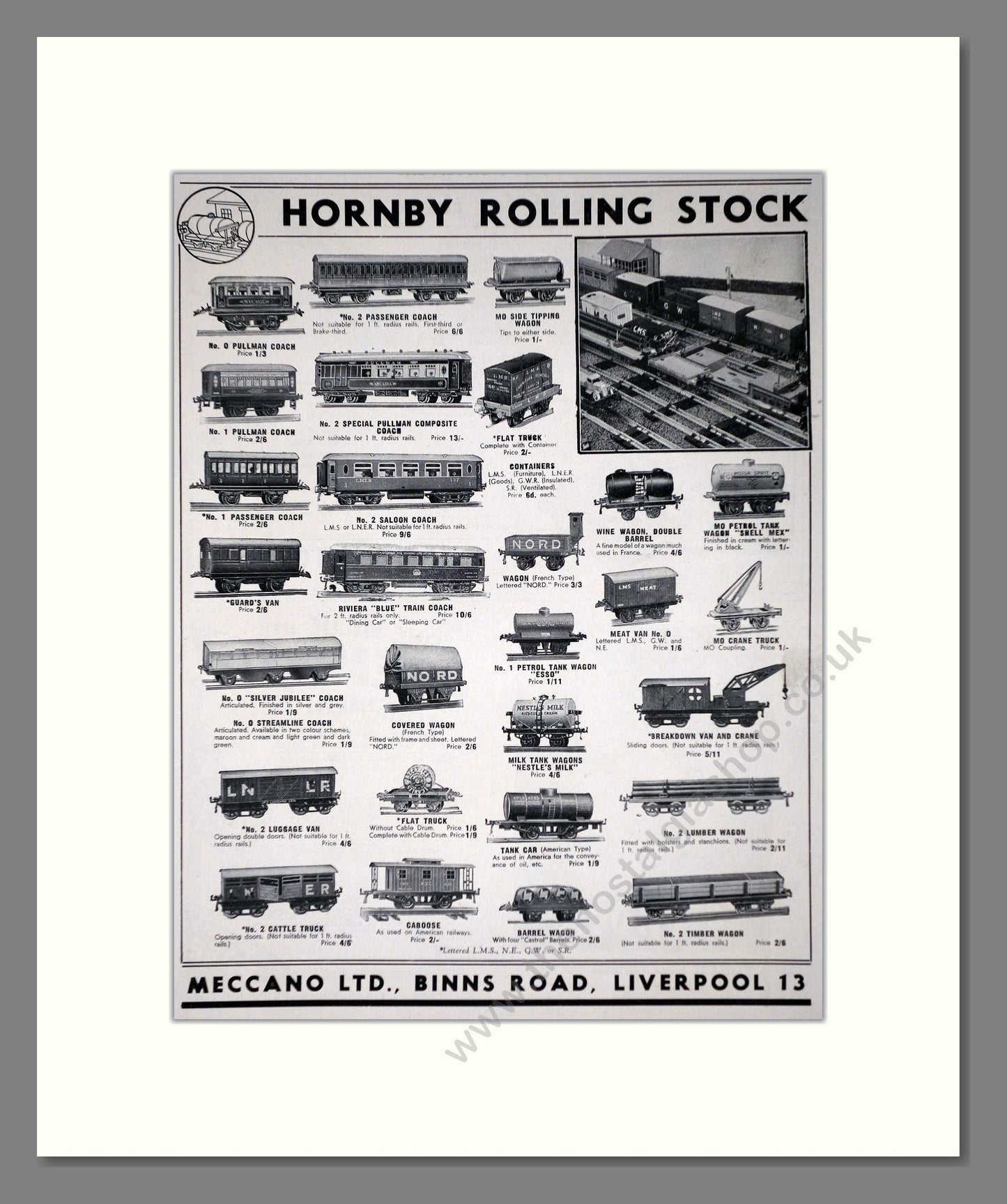 Hornby - Rolling Stock. Vintage Advert 1937 (ref AD65781)