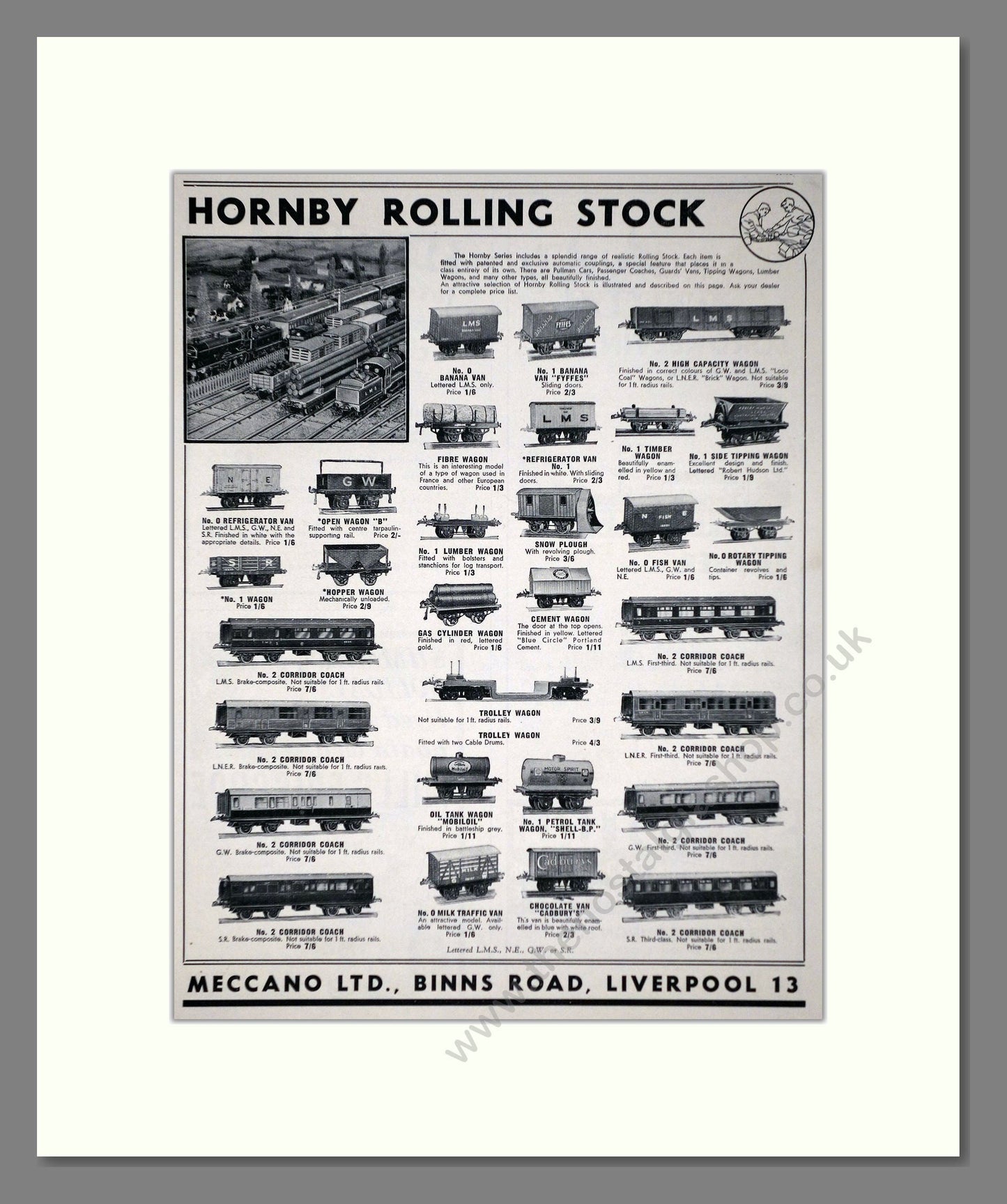 Hornby - Rolling Stock. Vintage Advert 1937 (ref AD65783)