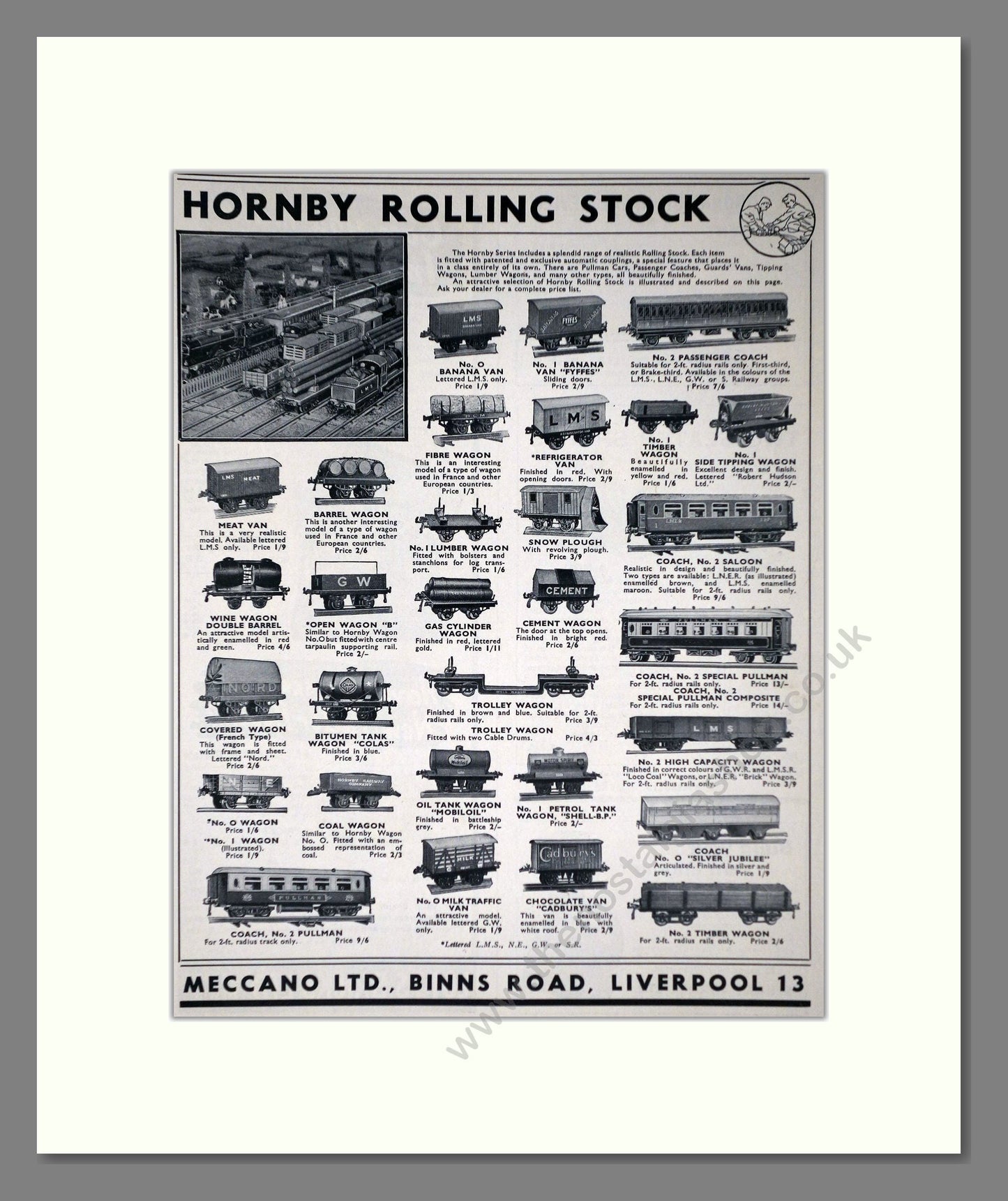 Hornby - Rolling Stock. Vintage Advert 1937 (ref AD65784)