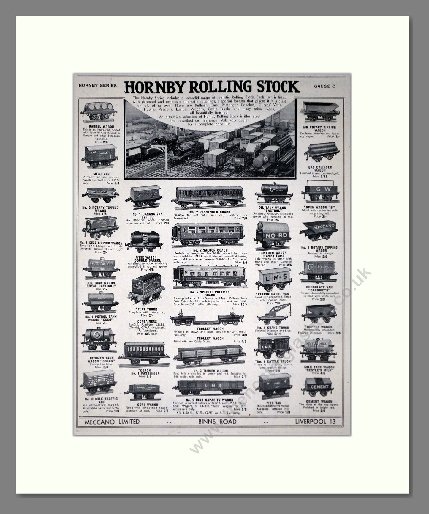 Hornby - Rolling Stock. Vintage Advert 1937 (ref AD65787)