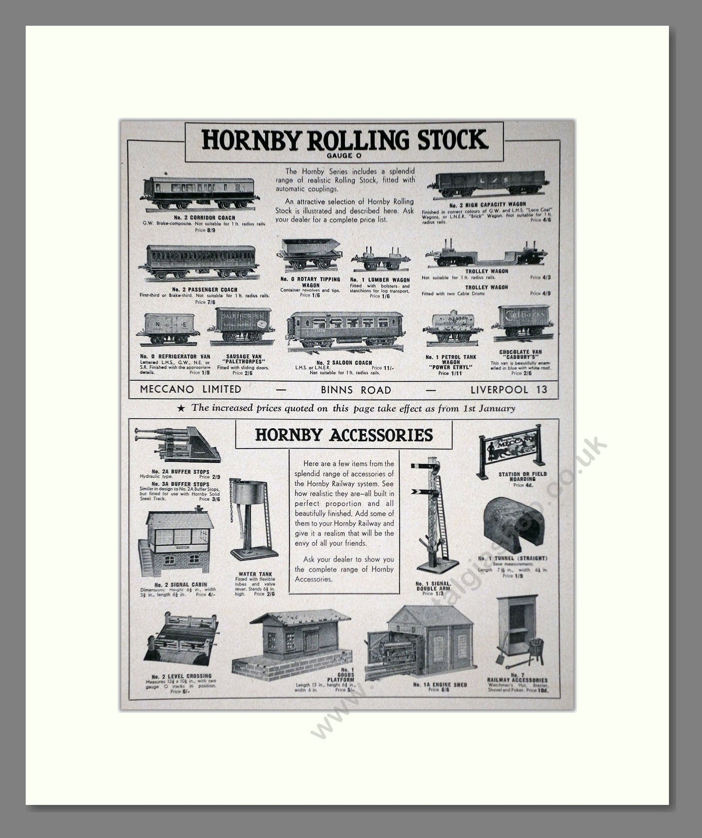 Hornby - Accessories And Rolling Stock. Vintage Advert 1940 (ref AD65789)
