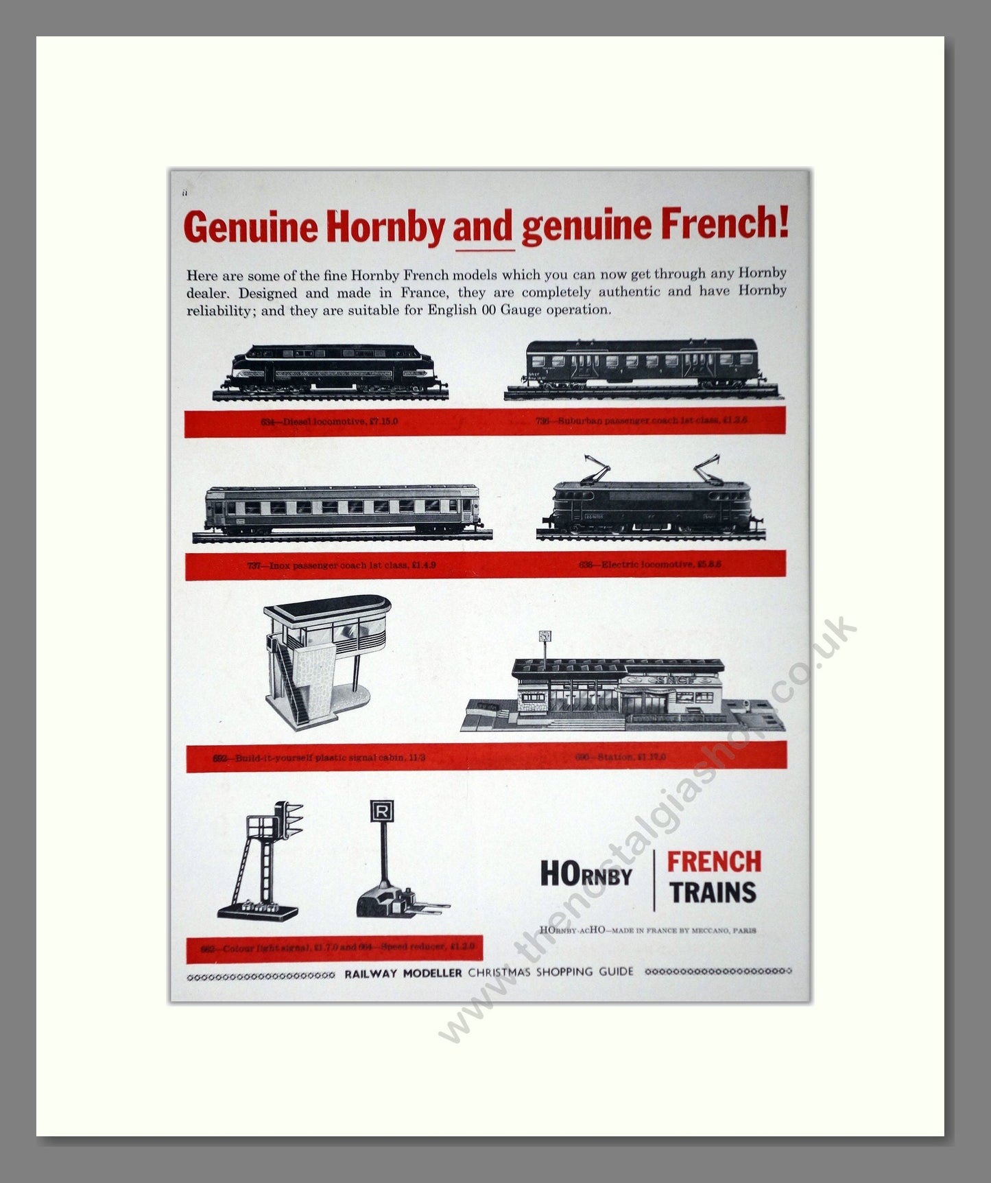 Hornby - French Trains. Vintage Advert 1962 (ref AD65826)