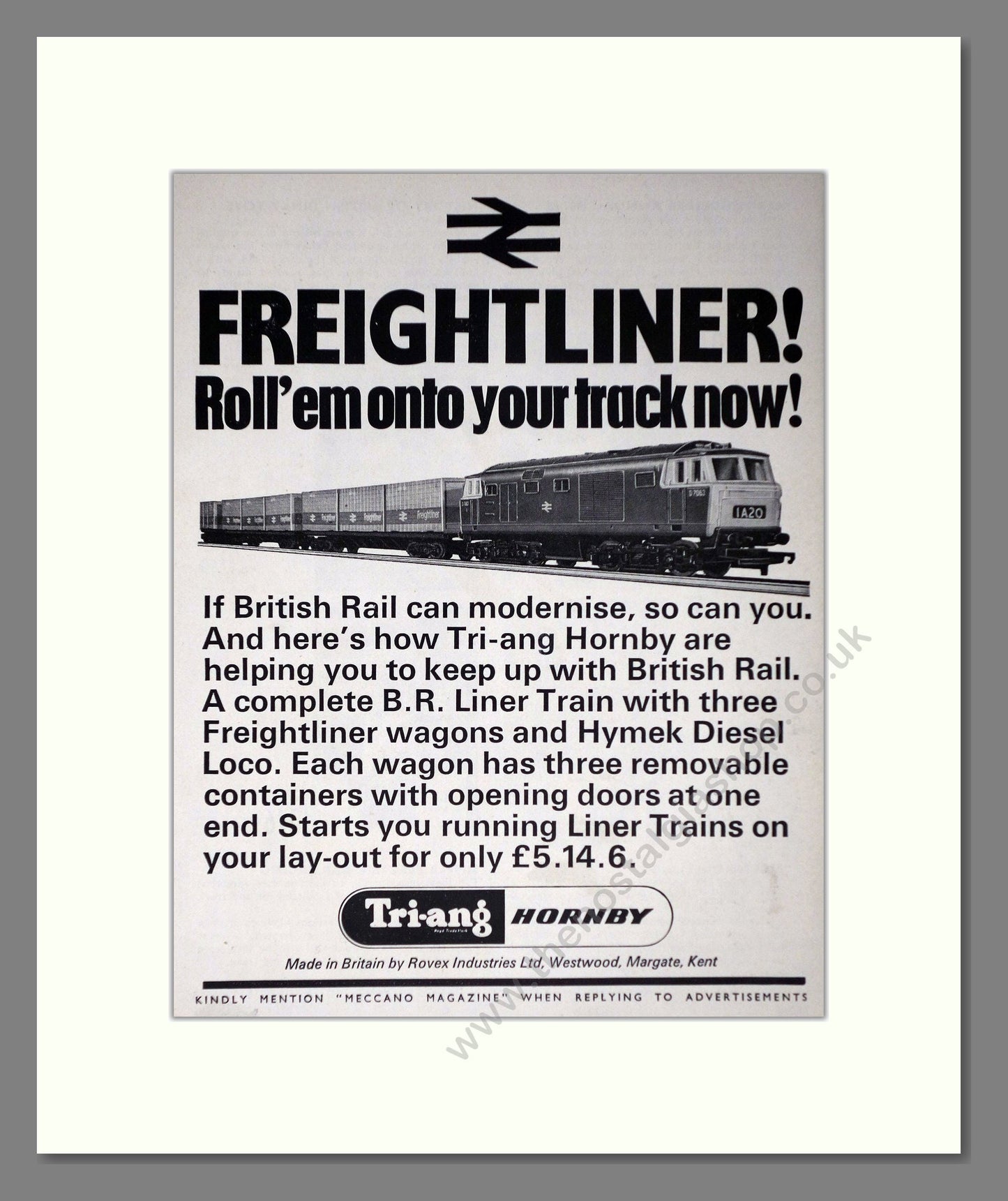 Hornby - Freightliner. Vintage Advert 1968 (ref AD65827)