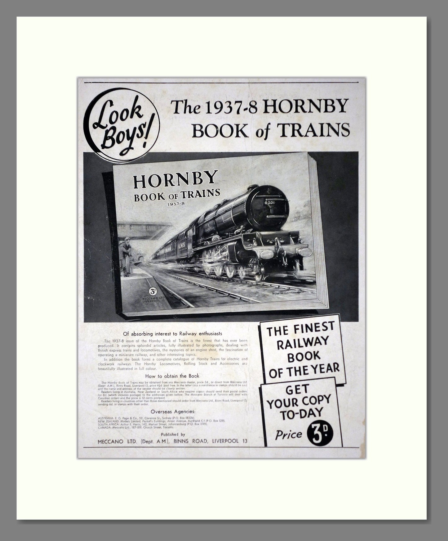 Hornby - 1937/38 Book Of Trains. Vintage Advert 1938 (ref AD65832)