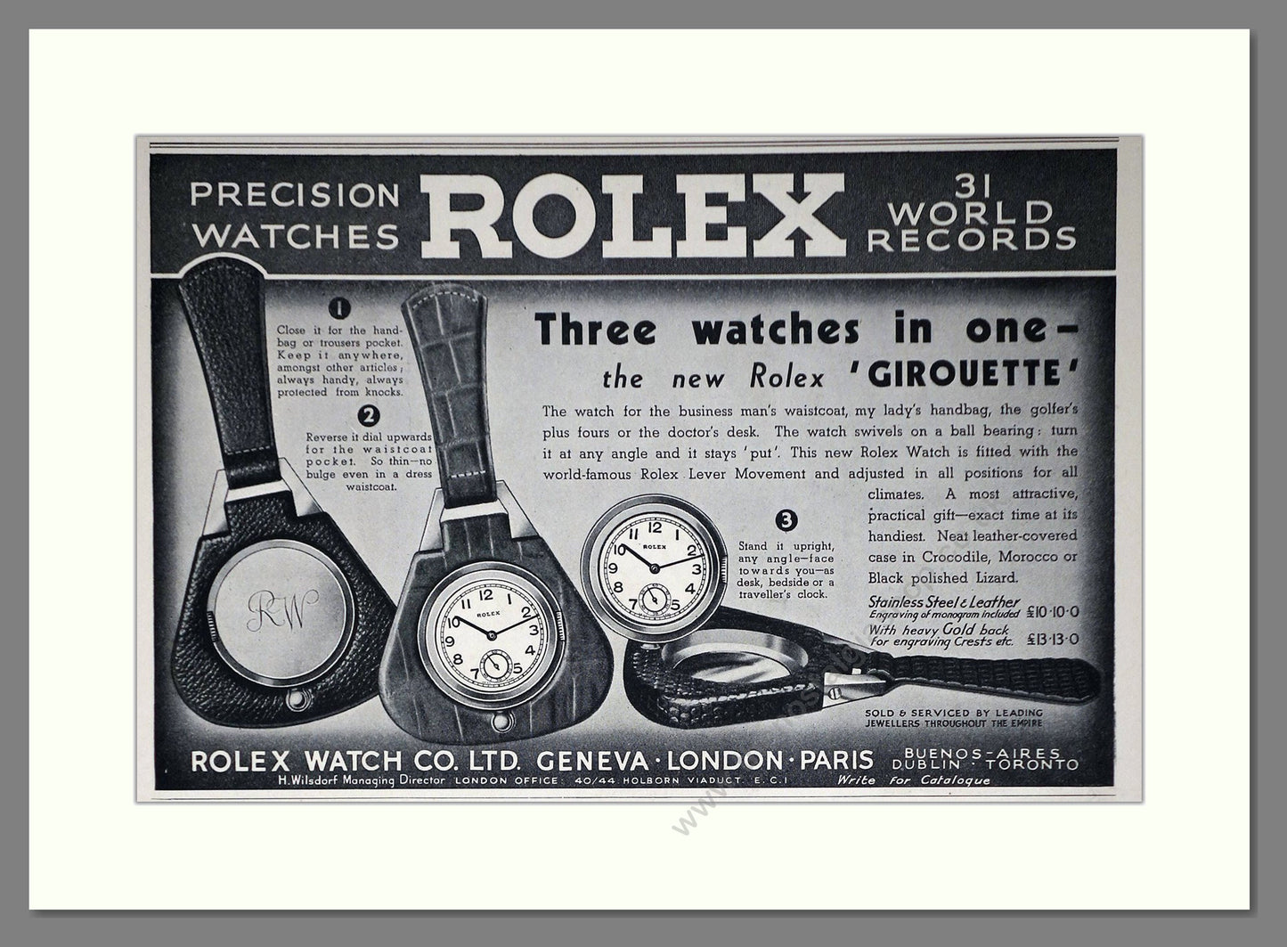Rolex - Girouette. Vintage Advert 1937 (ref AD66470)