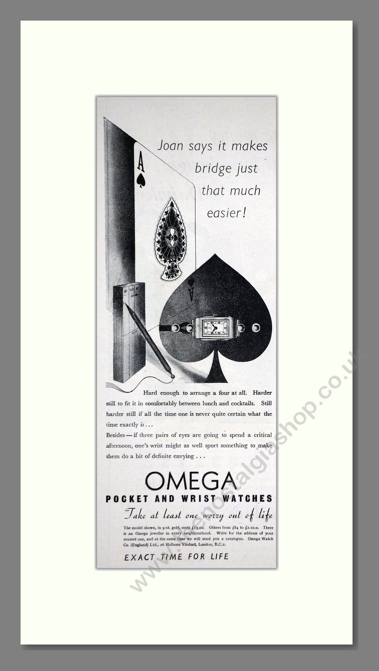Omega - Pocket And Wristwatches. Vintage Advert 1937 (ref AD66492)
