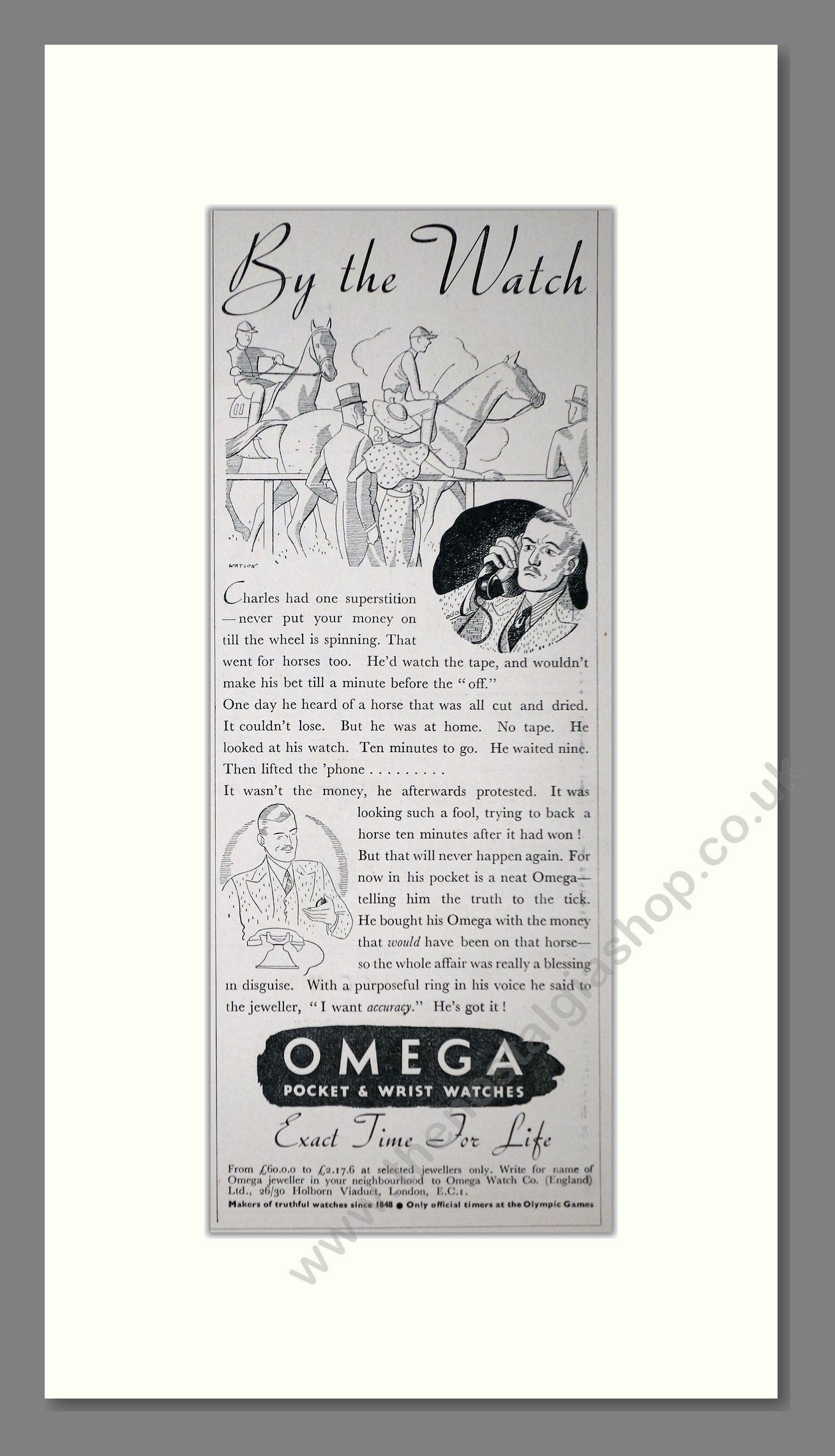 Omega - By The Watch. Vintage Advert 1936 (ref AD66499)