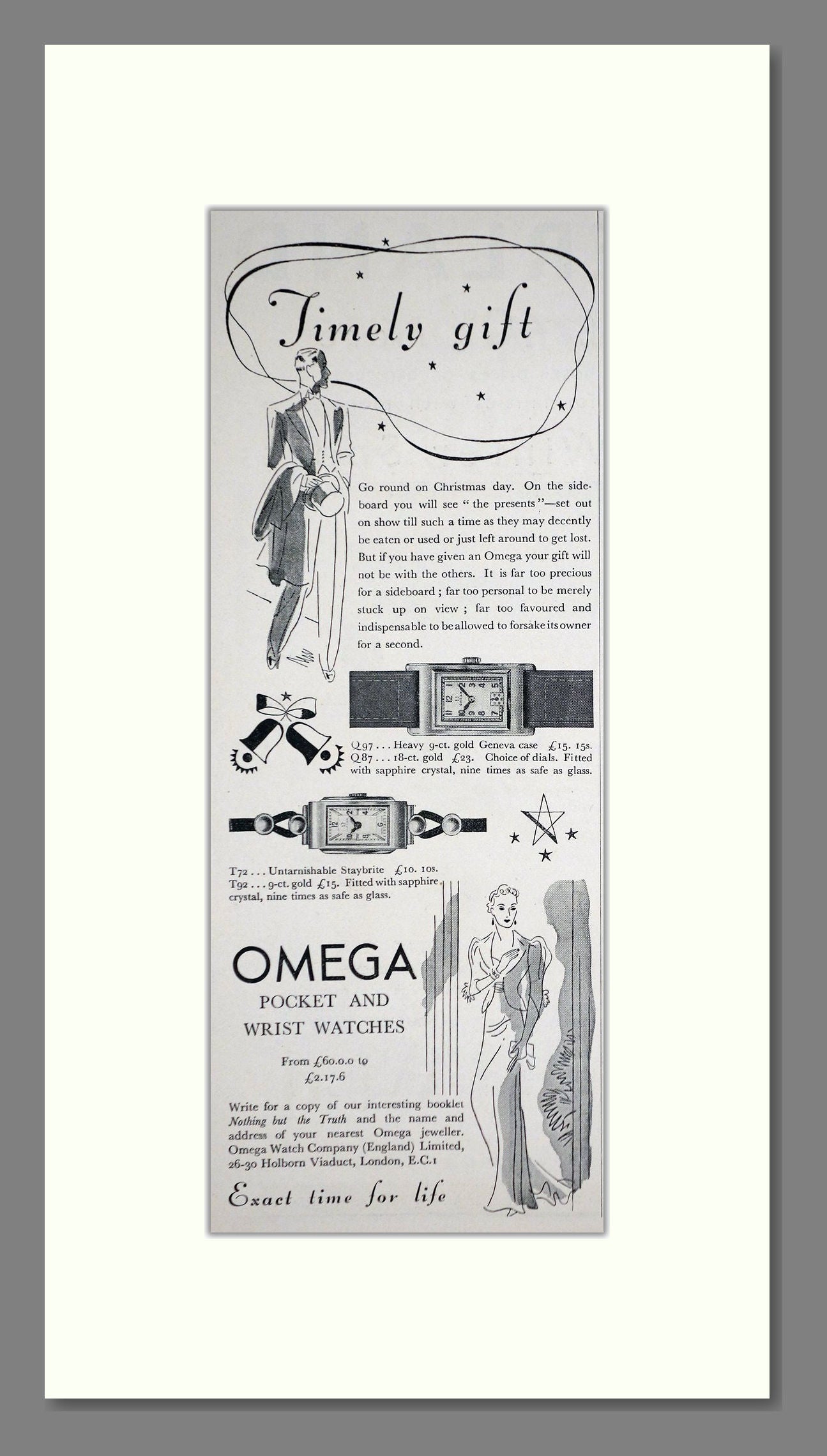 Omega - Timely Gifts. Vintage Advert 1936 (ref AD66507)