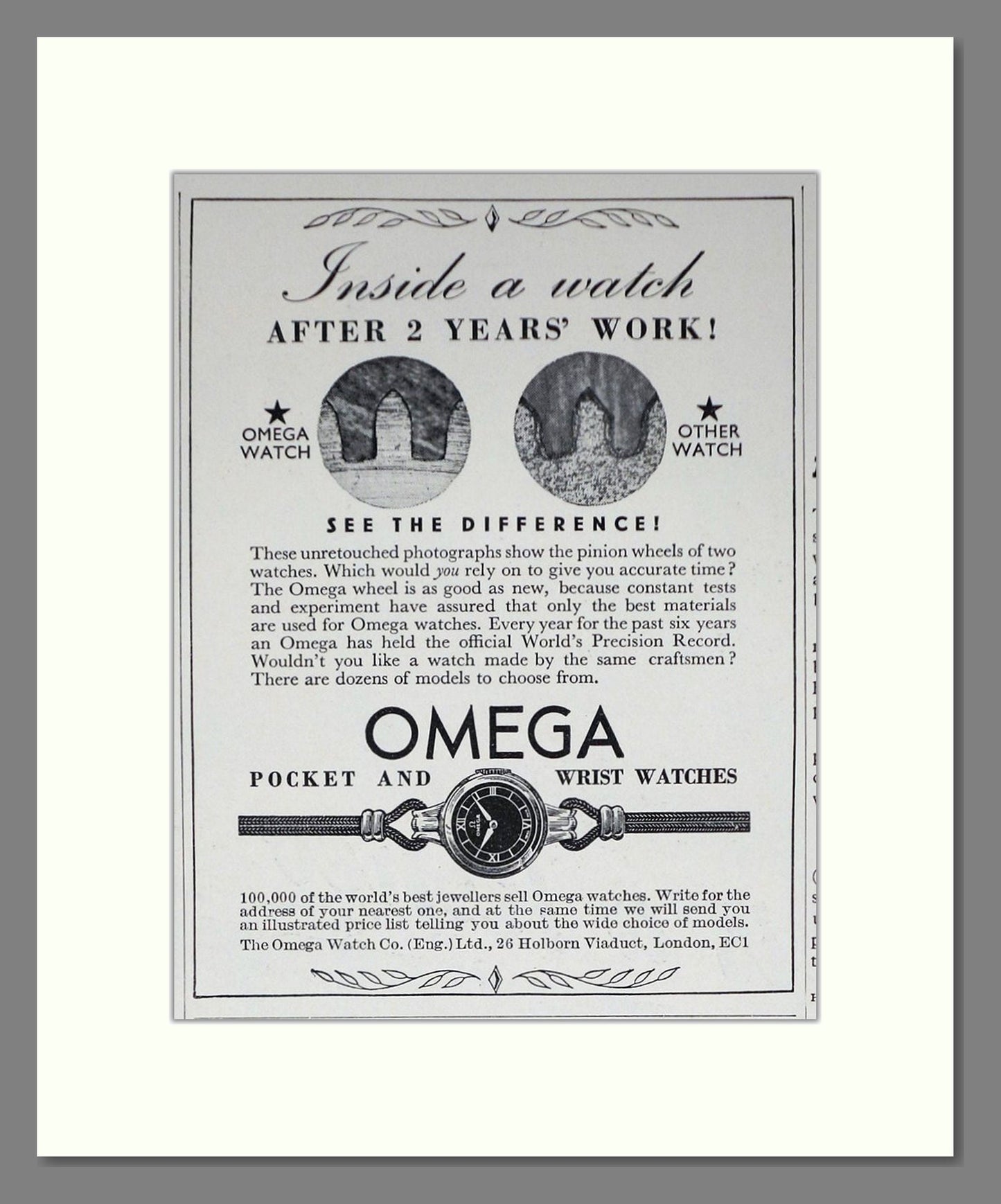 Omega - Pocket And Wristwatches. Vintage Advert 1939 (ref AD66529)