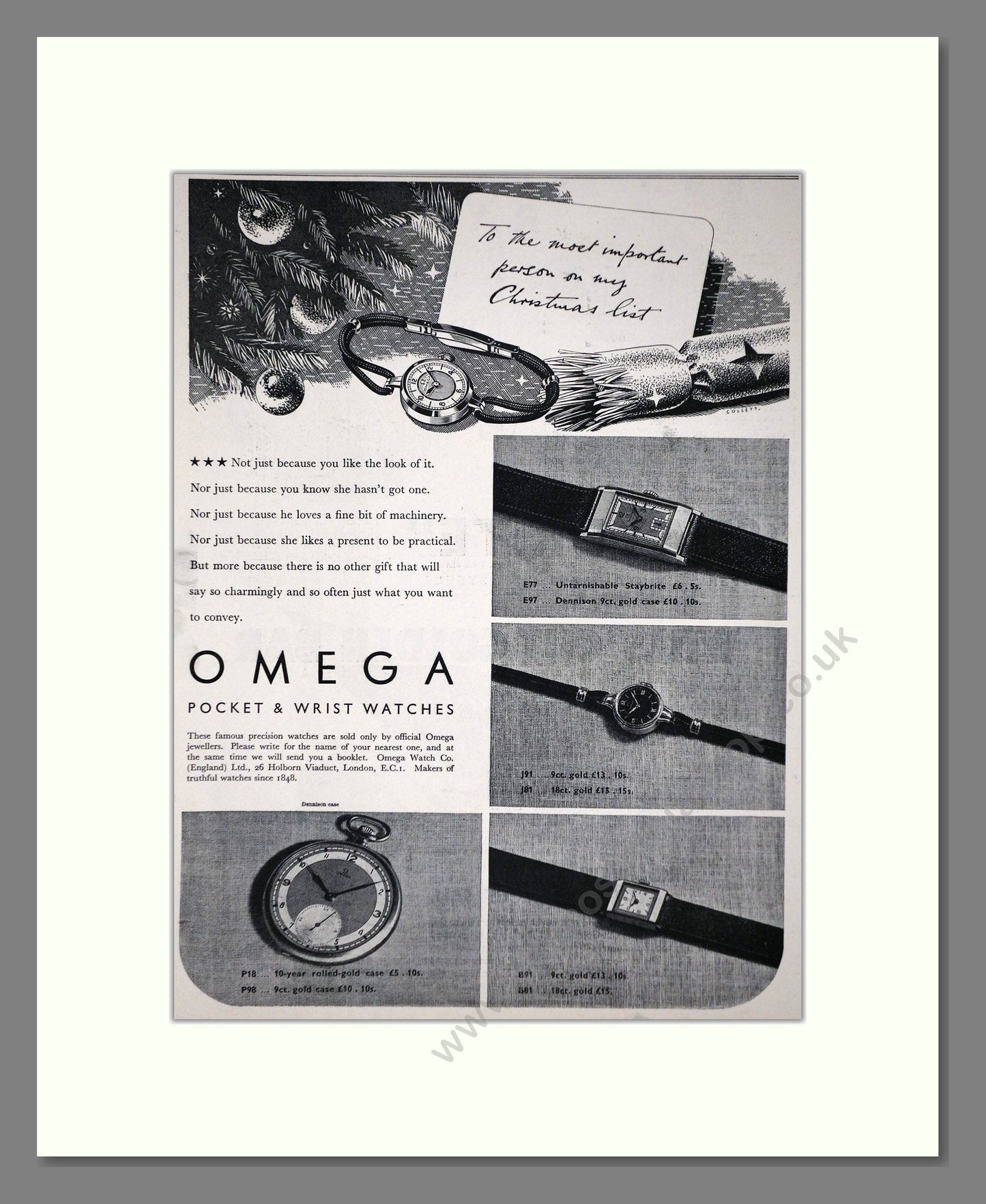 Omega - Pocket And Wristwatches. Vintage Advert 1938 (ref AD66535)