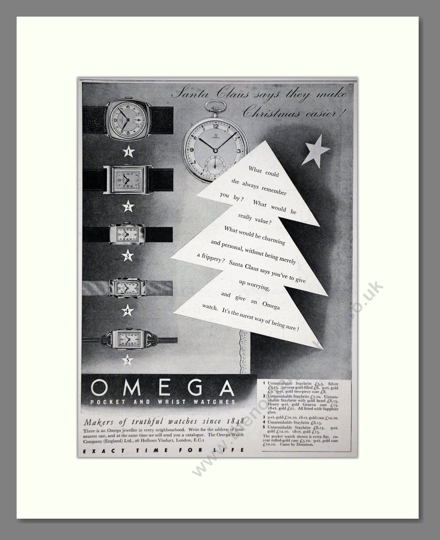 Omega - Pocket And Wristwatches. Vintage Advert 1937 (ref AD66536)