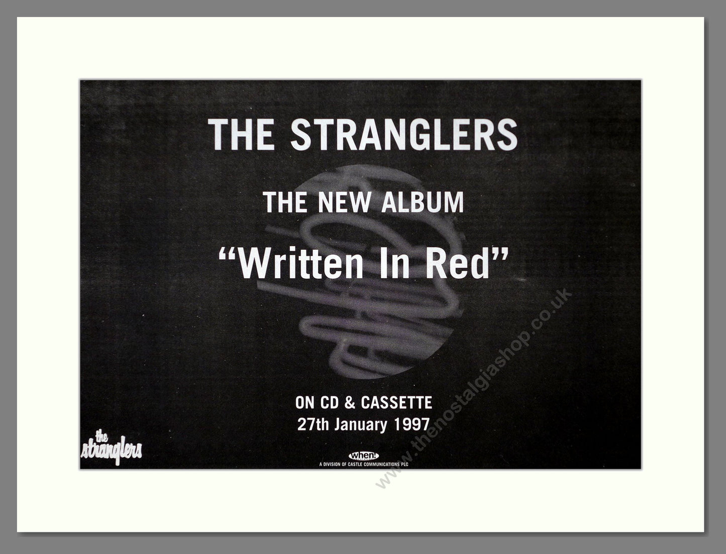 Stranglers (The) - Written In Red. Vintage Advert 1997 (ref AD66346)