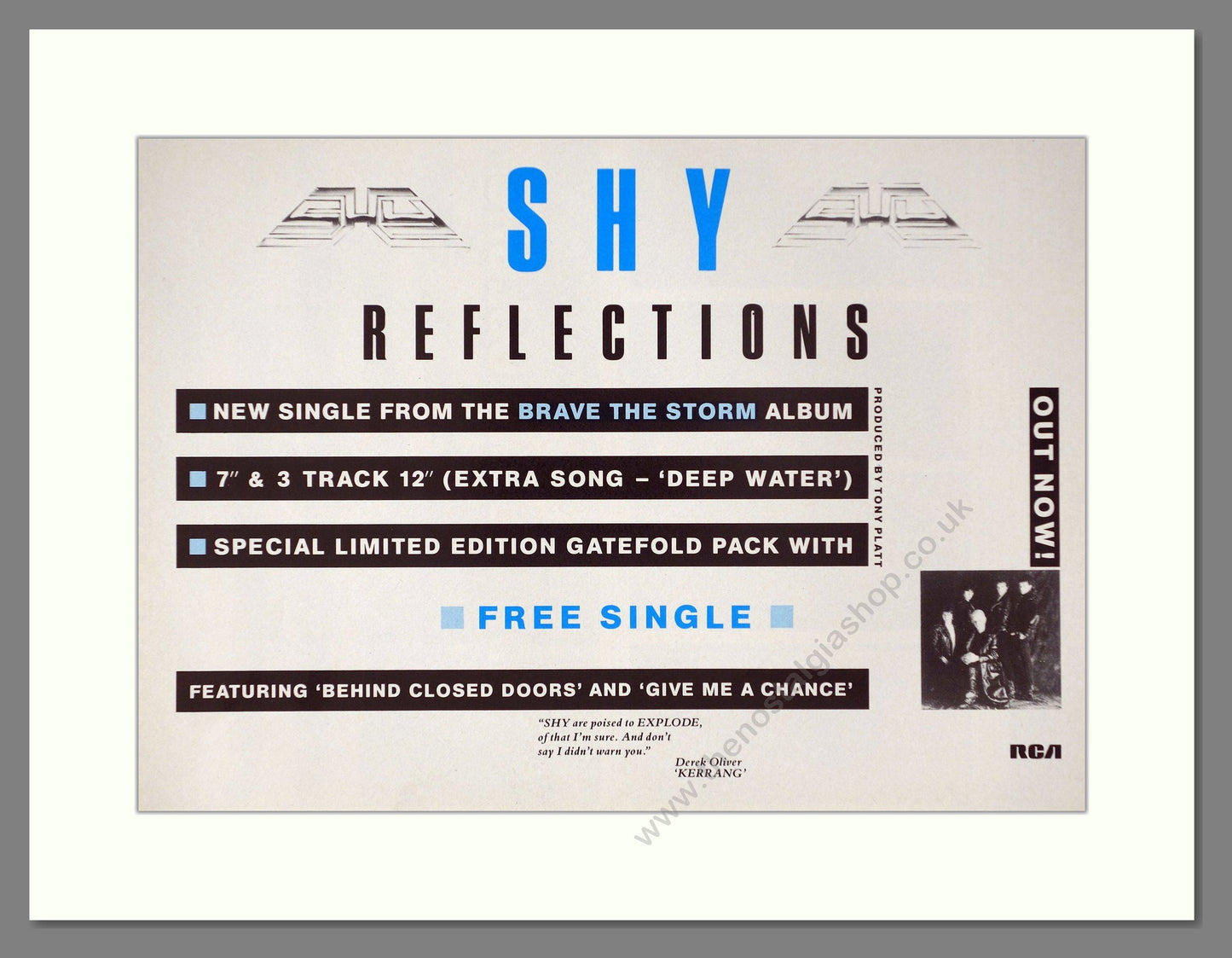 Shy - Reflections. Vintage Advert 1985 (ref AD66353)