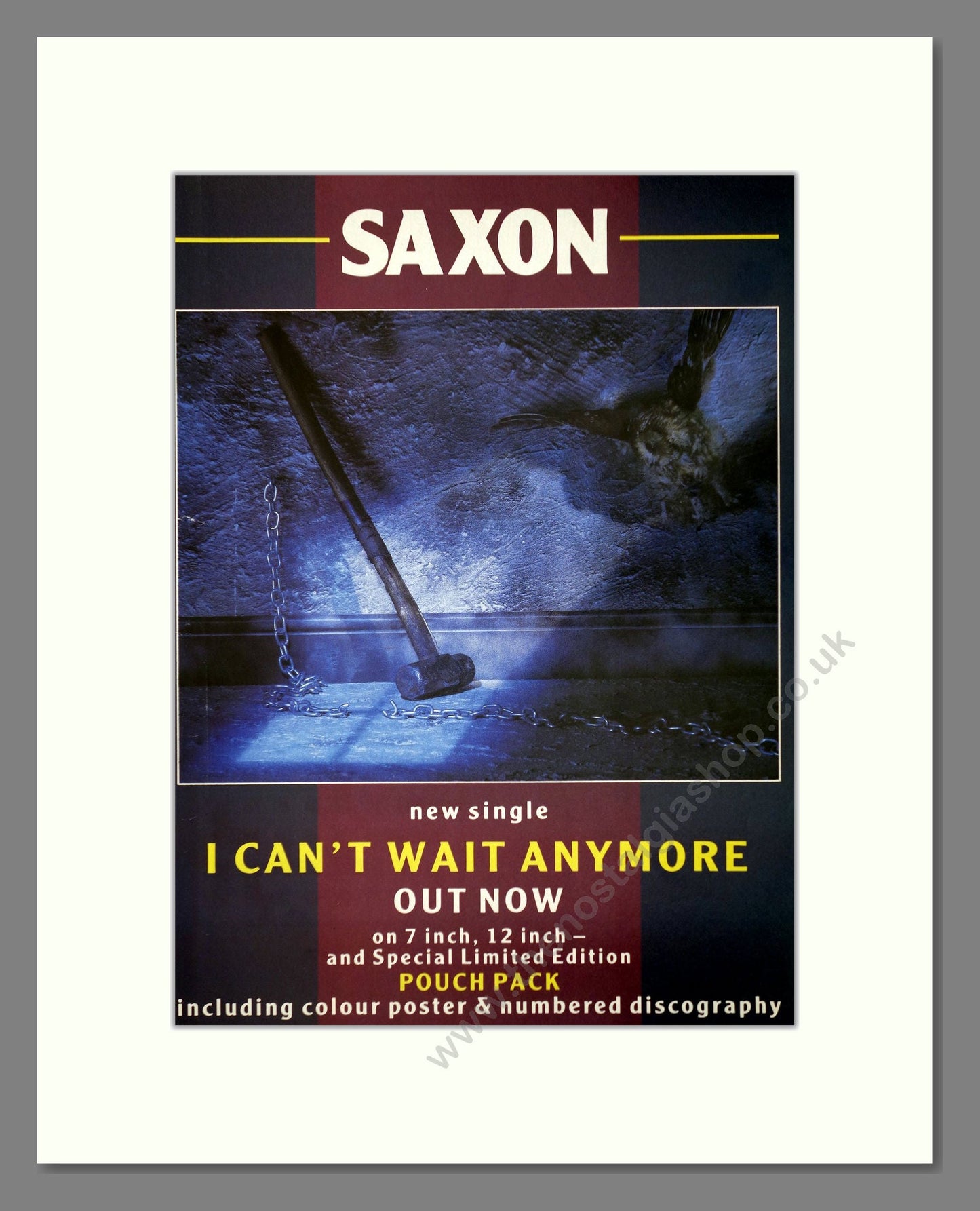 Saxon - I Can't Wait Anymore. Vintage Advert 1988 (ref AD66427)