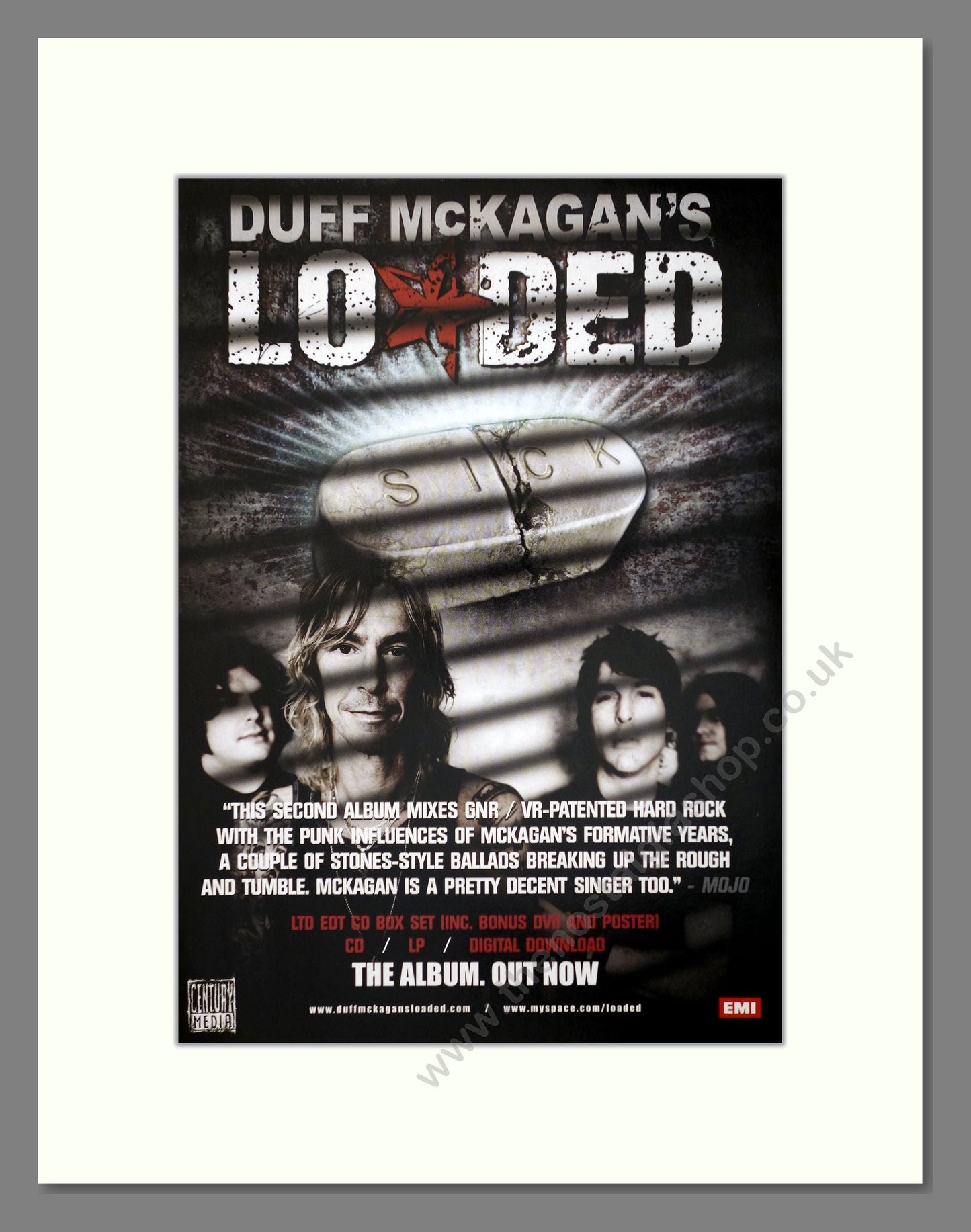 Duff McKagan's Loaded - Sick. Vintage Advert 2009 (ref AD66450)