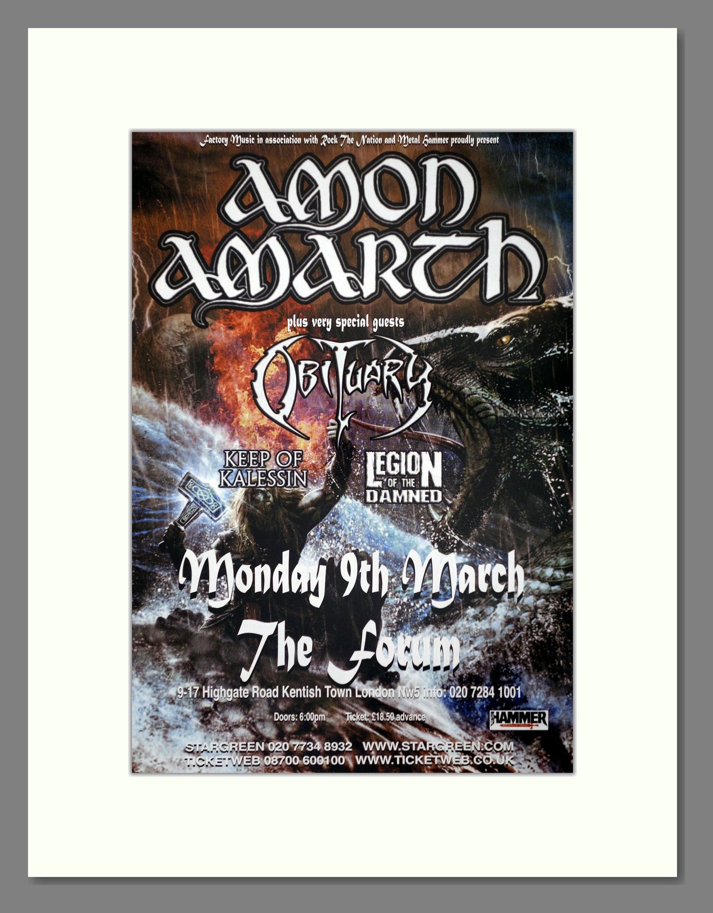 Amon Amarth - Live At The Forum. Vintage Advert 2009 (ref AD66454)