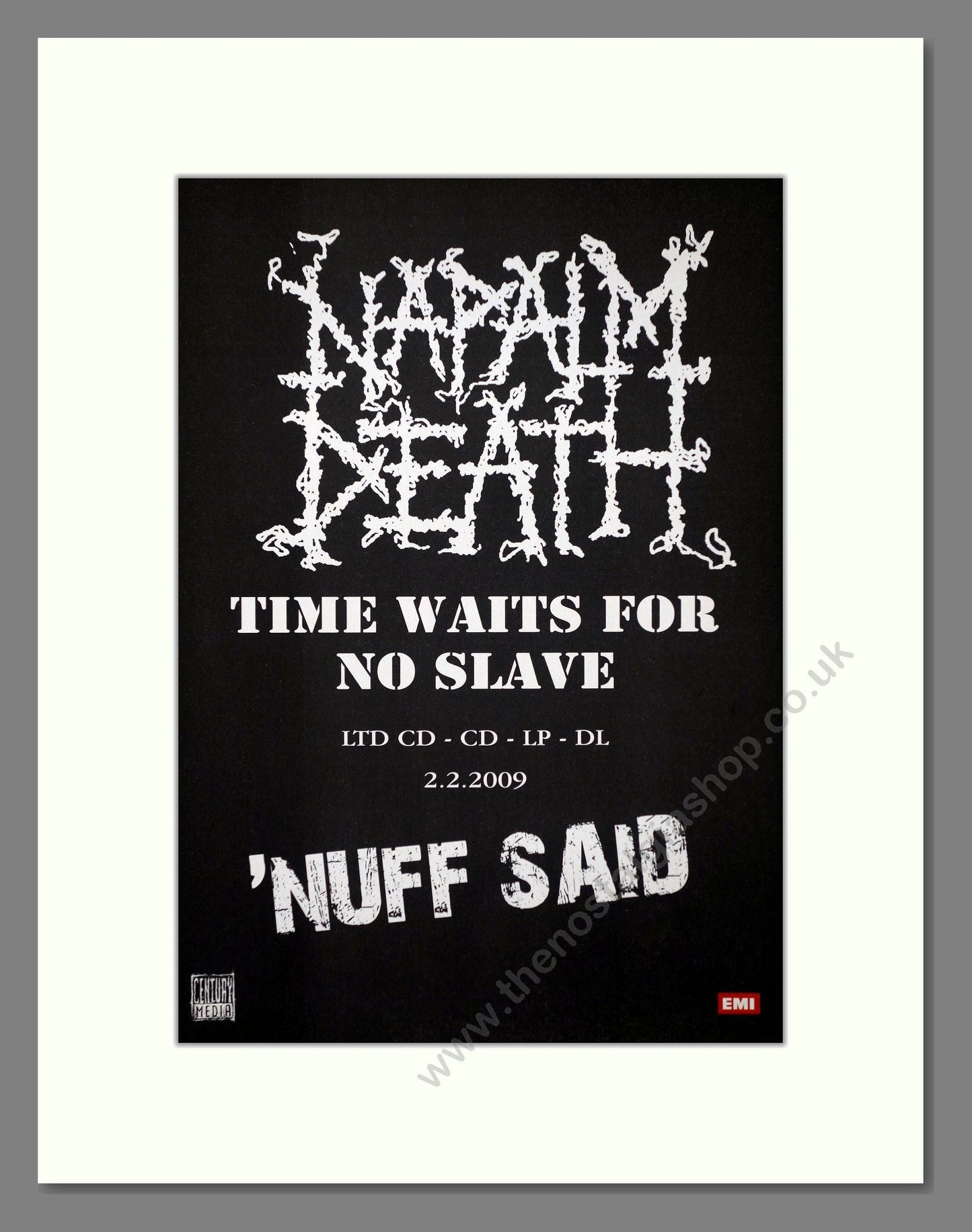 Napalm Death - Time Waits For No Slave. Vintage Advert 2009 (ref AD66456)