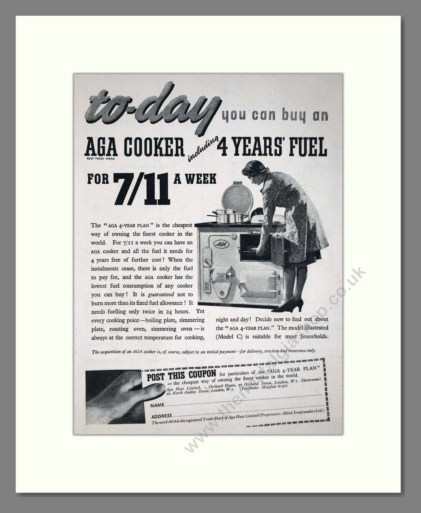 Aga - 4-Year Plan Cooker. Vintage Advert 1938 (ref AD66544)
