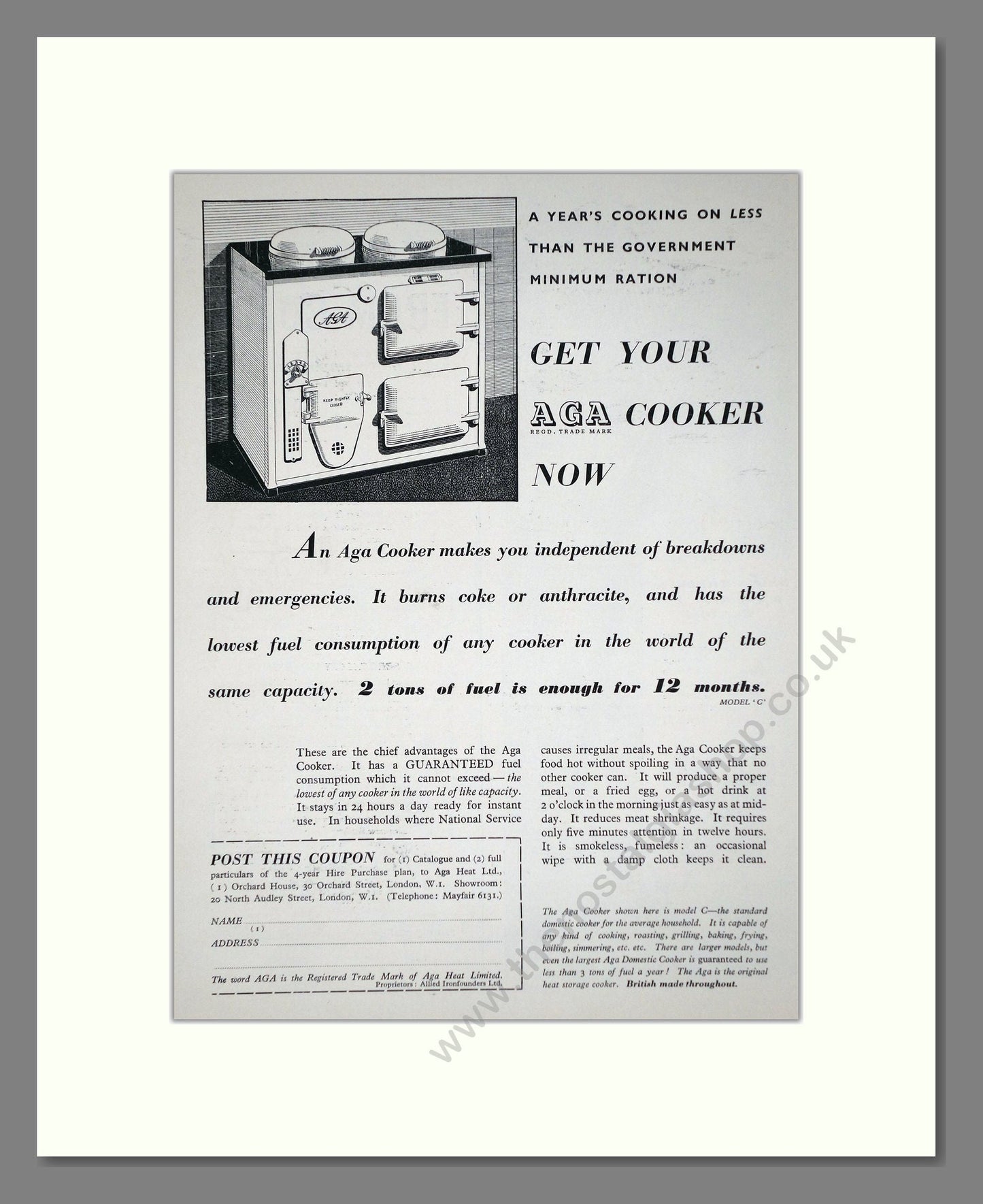 Aga - Cooker. Vintage Advert 1939 (ref AD66545)