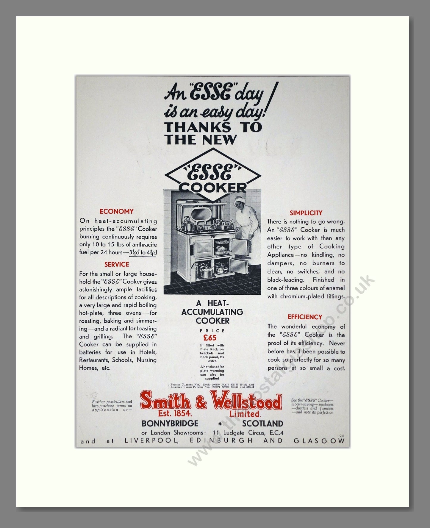 Esse - Heat Accumulating Cooker. Vintage Advert 1933 (ref AD66577)