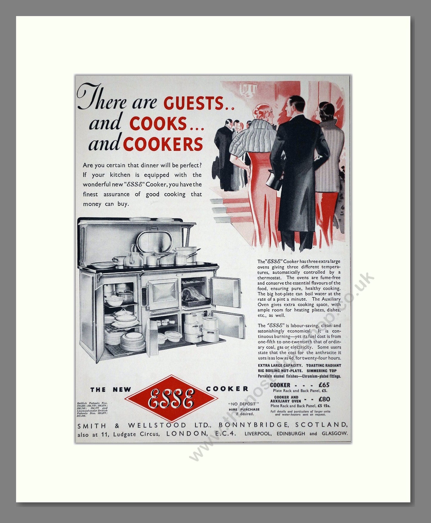 Esse - Cooker With Auxiliary Oven. Vintage Advert 1934 (ref AD66580)