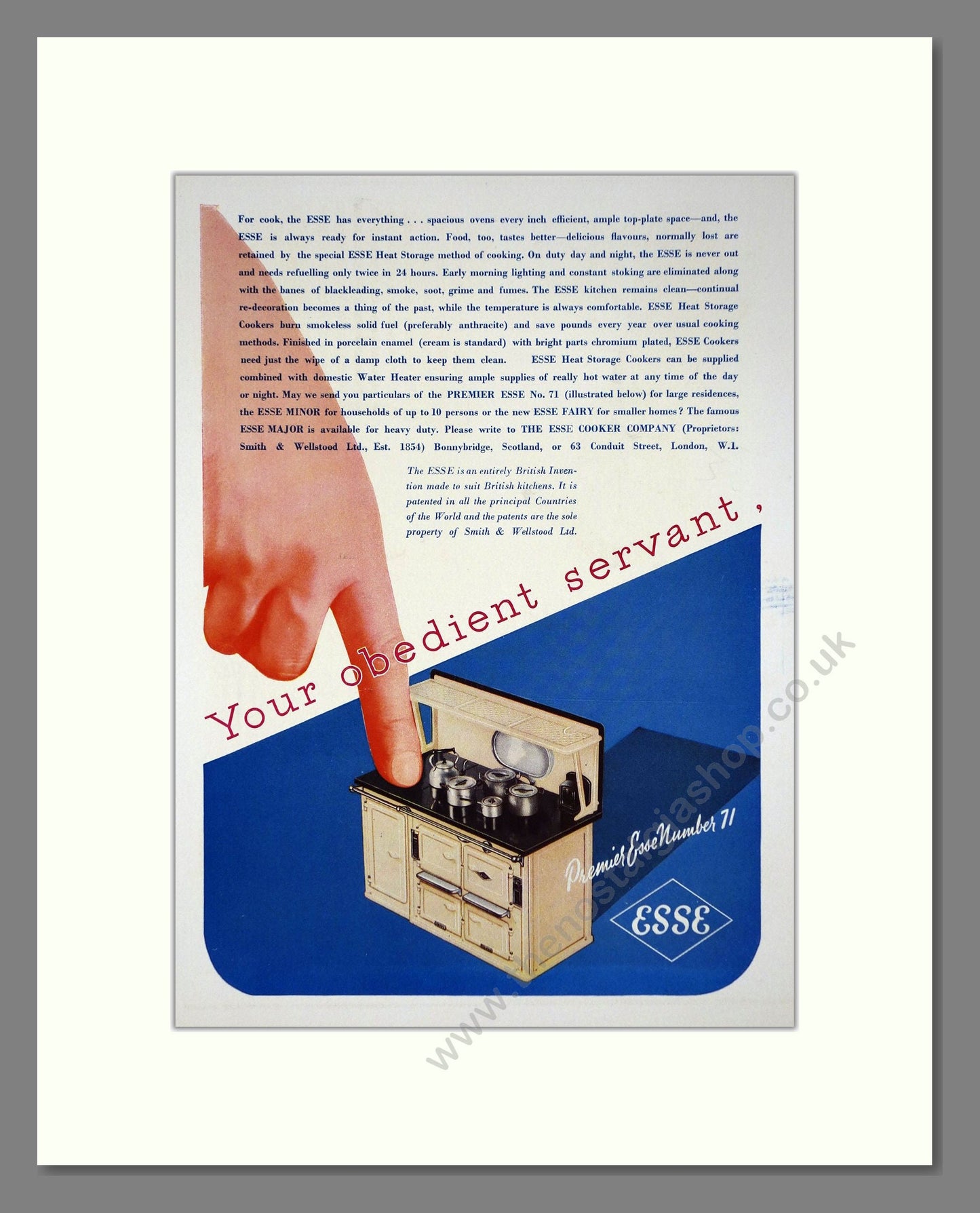 Esse - Premier Esse No 71 Cooker. Vintage Advert 1938 (ref AD66598)