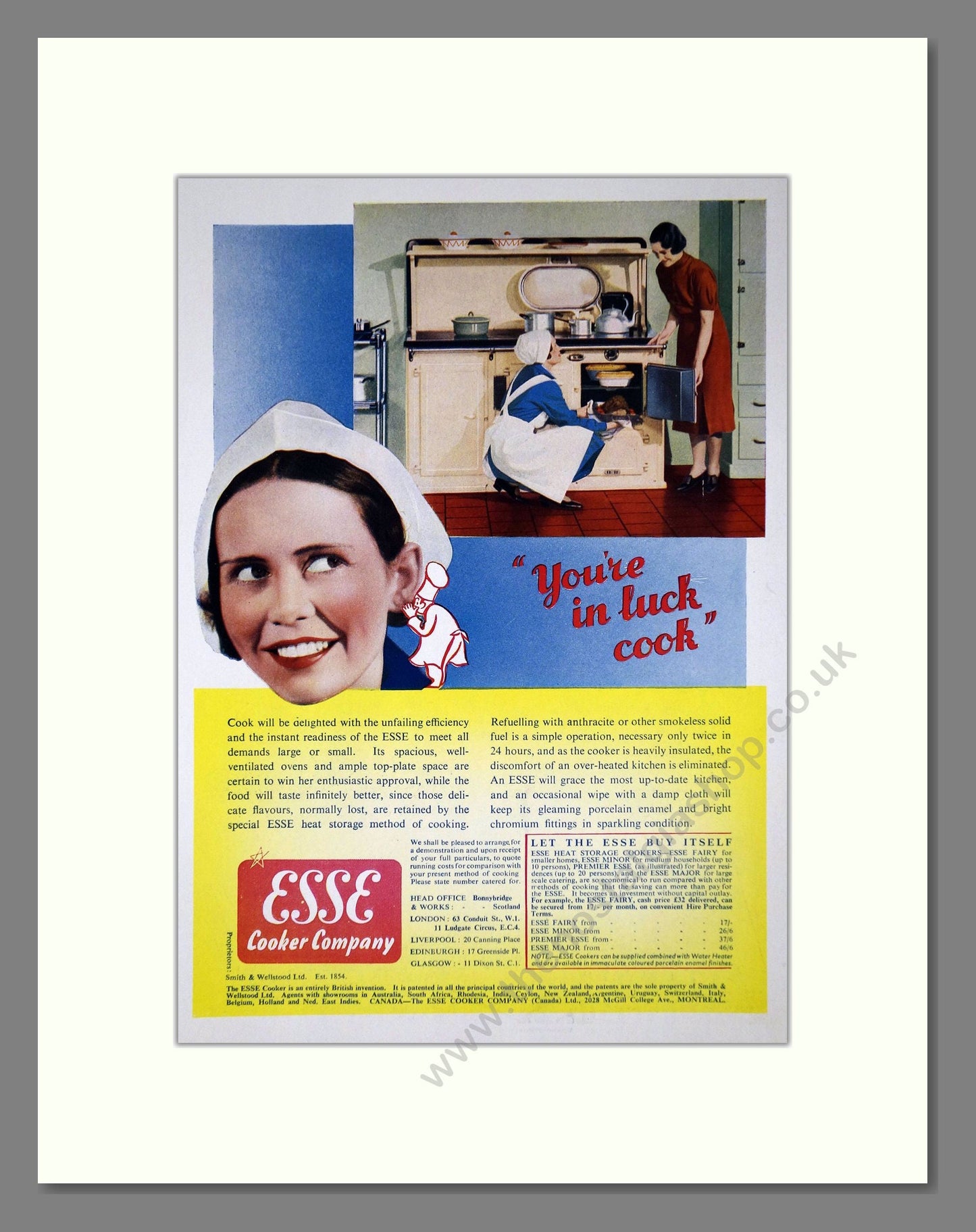 Esse - Cooker. Vintage Advert 1939 (ref AD66600)