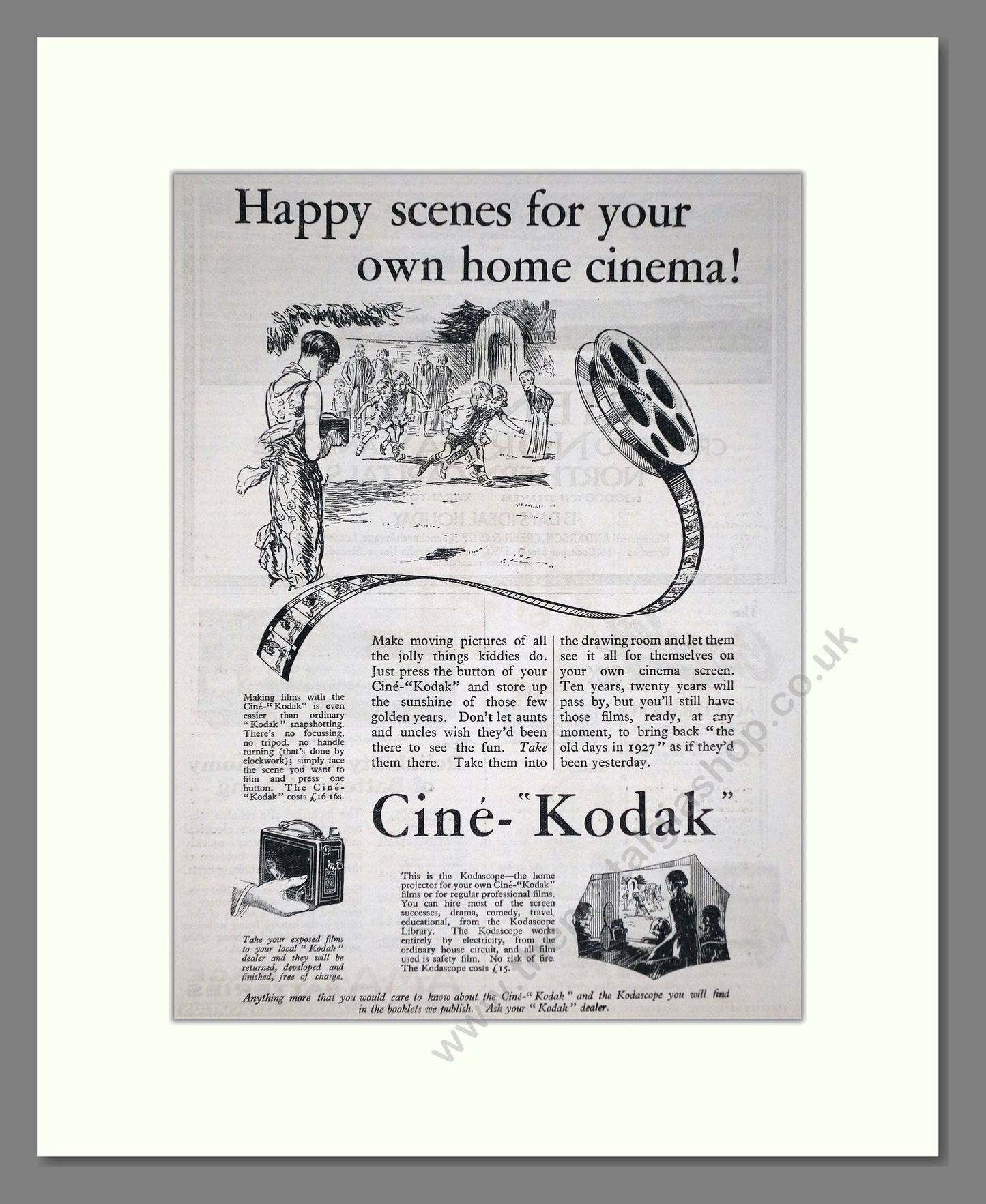 Kodak - Cine-Kodak Cine Pictures. Vintage Advert 1927 (ref AD66754)