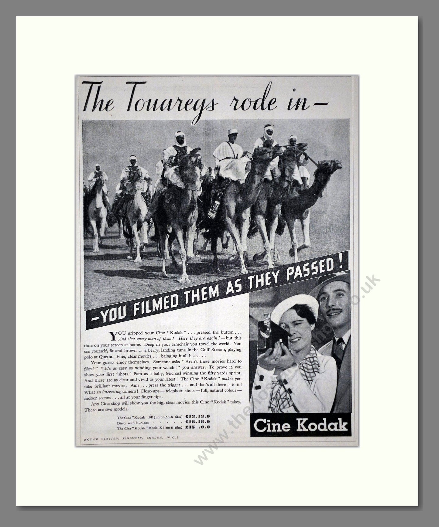 Kodak - Cine Kodak. Vintage Advert 1934 (ref AD66759)