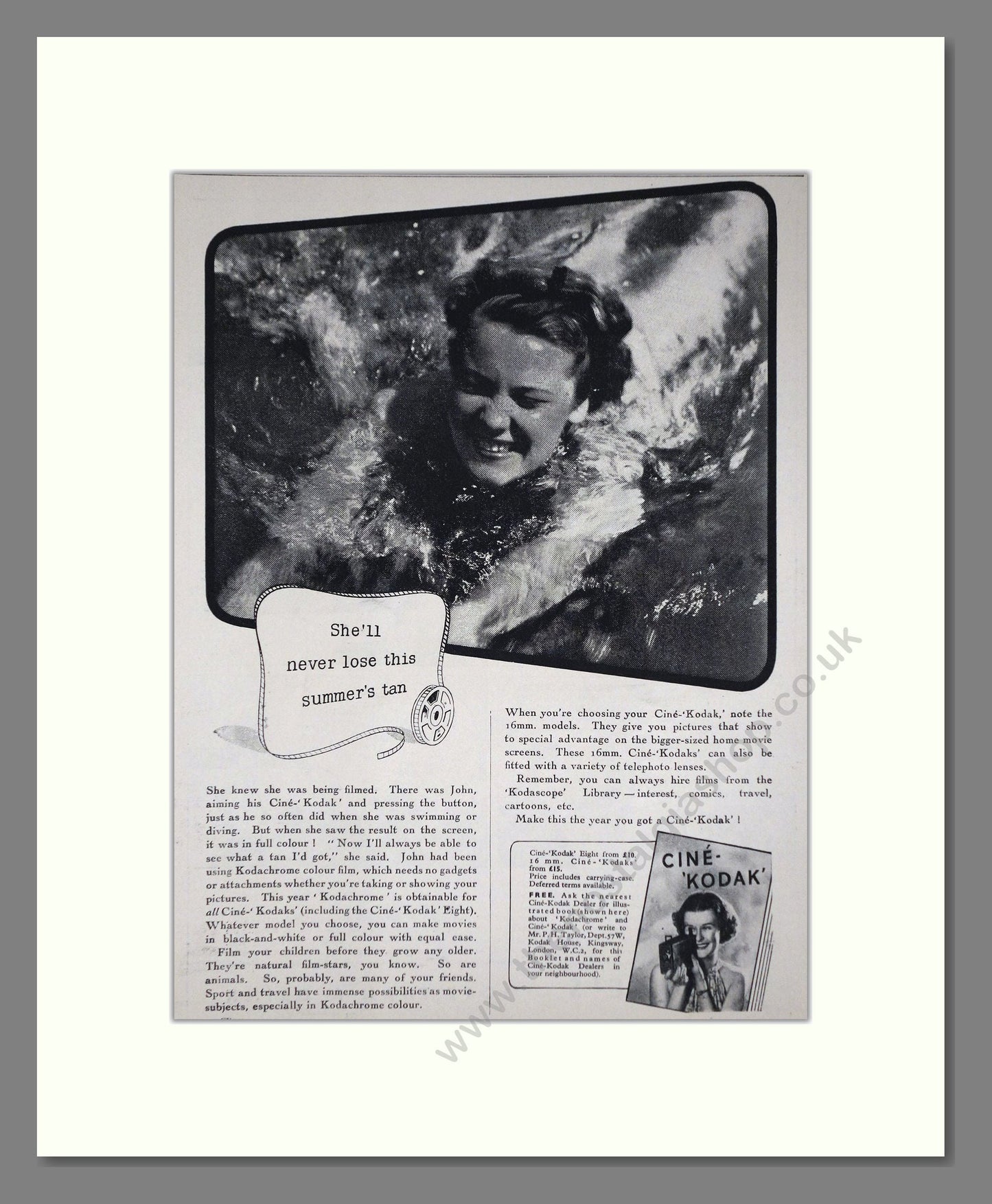 Kodak - Cine-Kodak. Vintage Advert 1937 (ref AD66770)