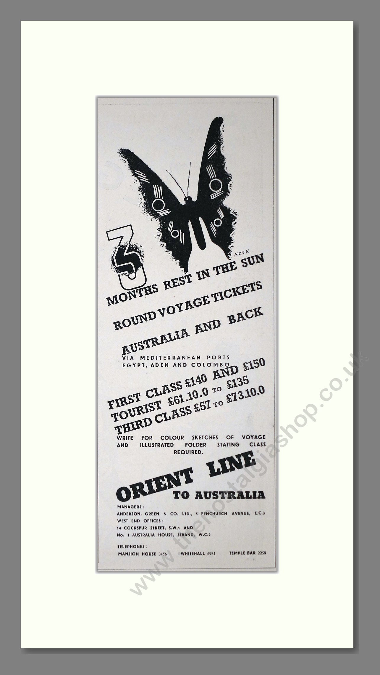 Orient Line - Australia Cruise. Vintage Advert 1935 (ref AD66690)