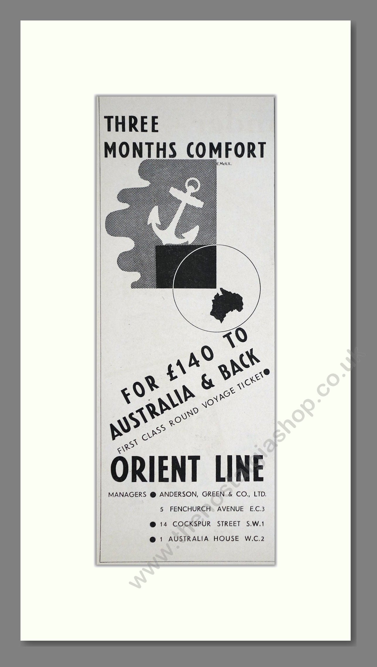 Orient Line - Australia Cruise. Vintage Advert 1934 (ref AD66692)