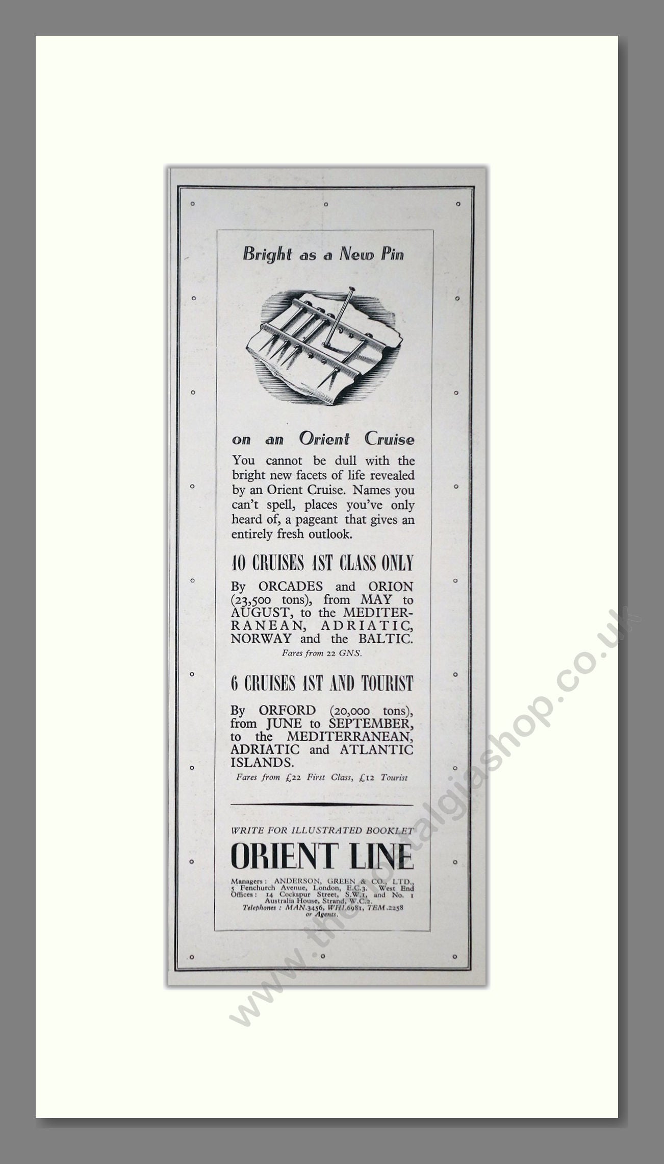 Orient Line - Bright As A New Pin. Vintage Advert 1939 (ref AD66707)
