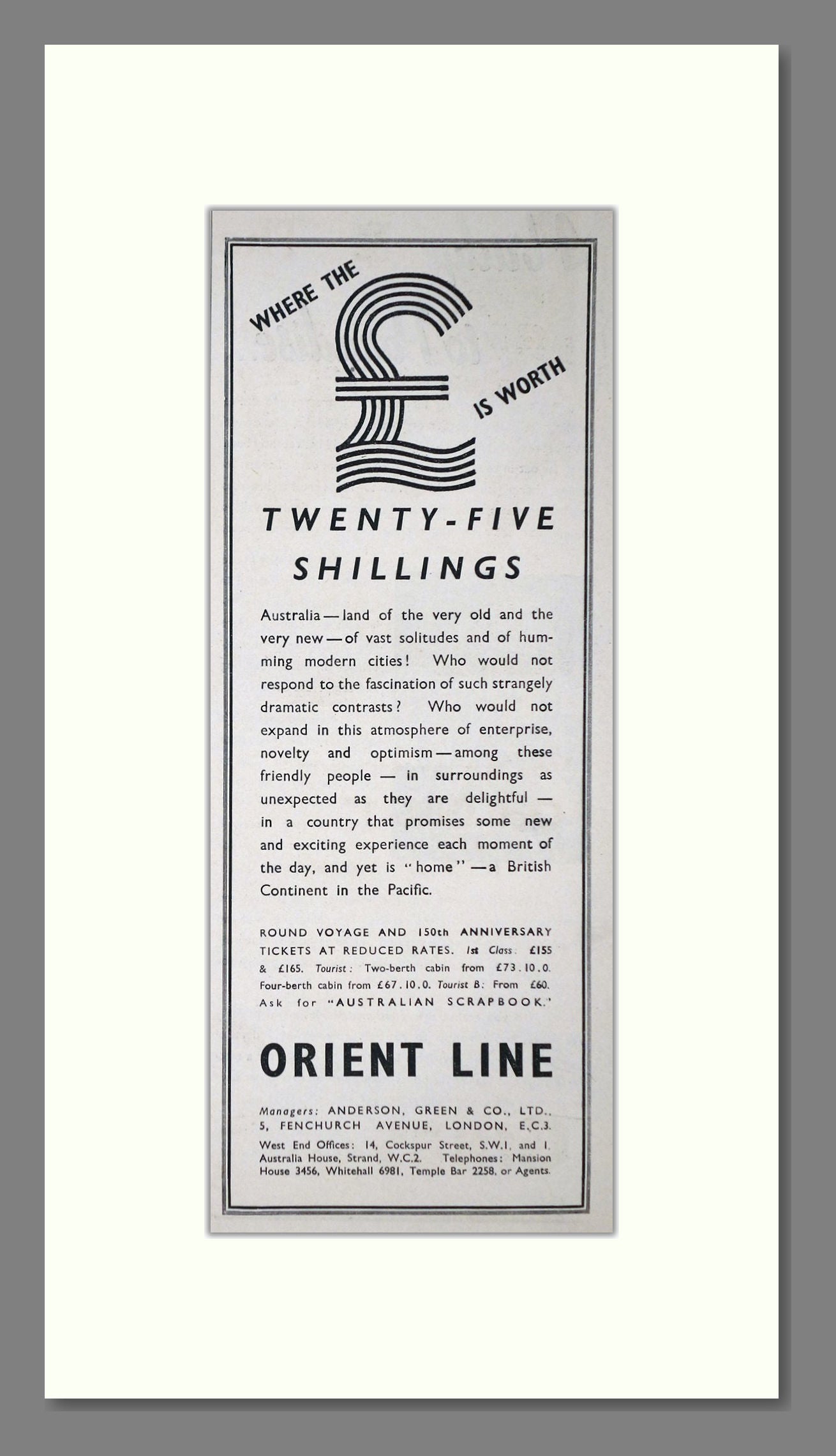 Orient Line - Australia Cruise. Vintage Advert 1937 (ref AD66714)