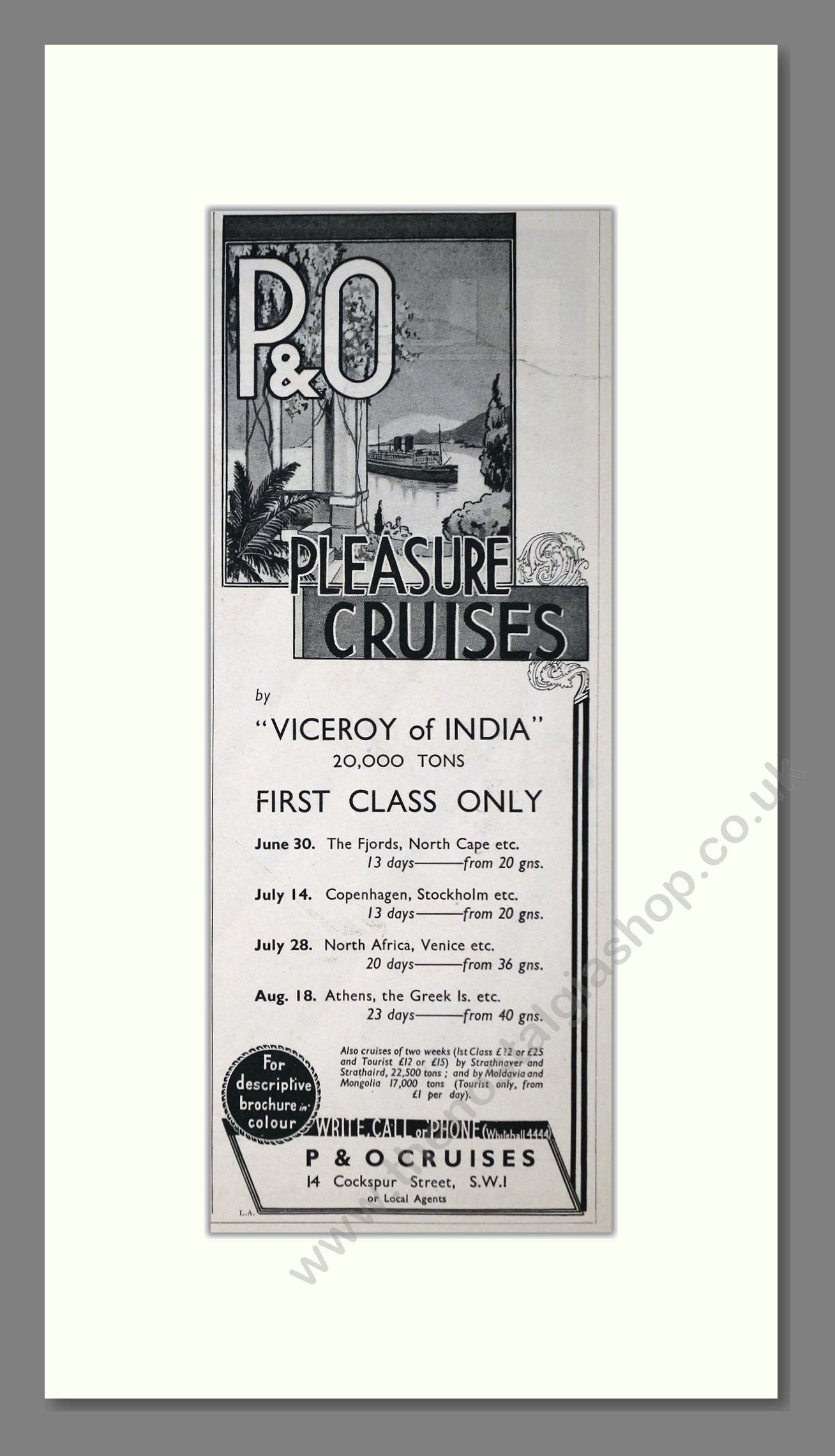 P And O - Viceroy Of India. Vintage Advert 1934 (ref AD66718)