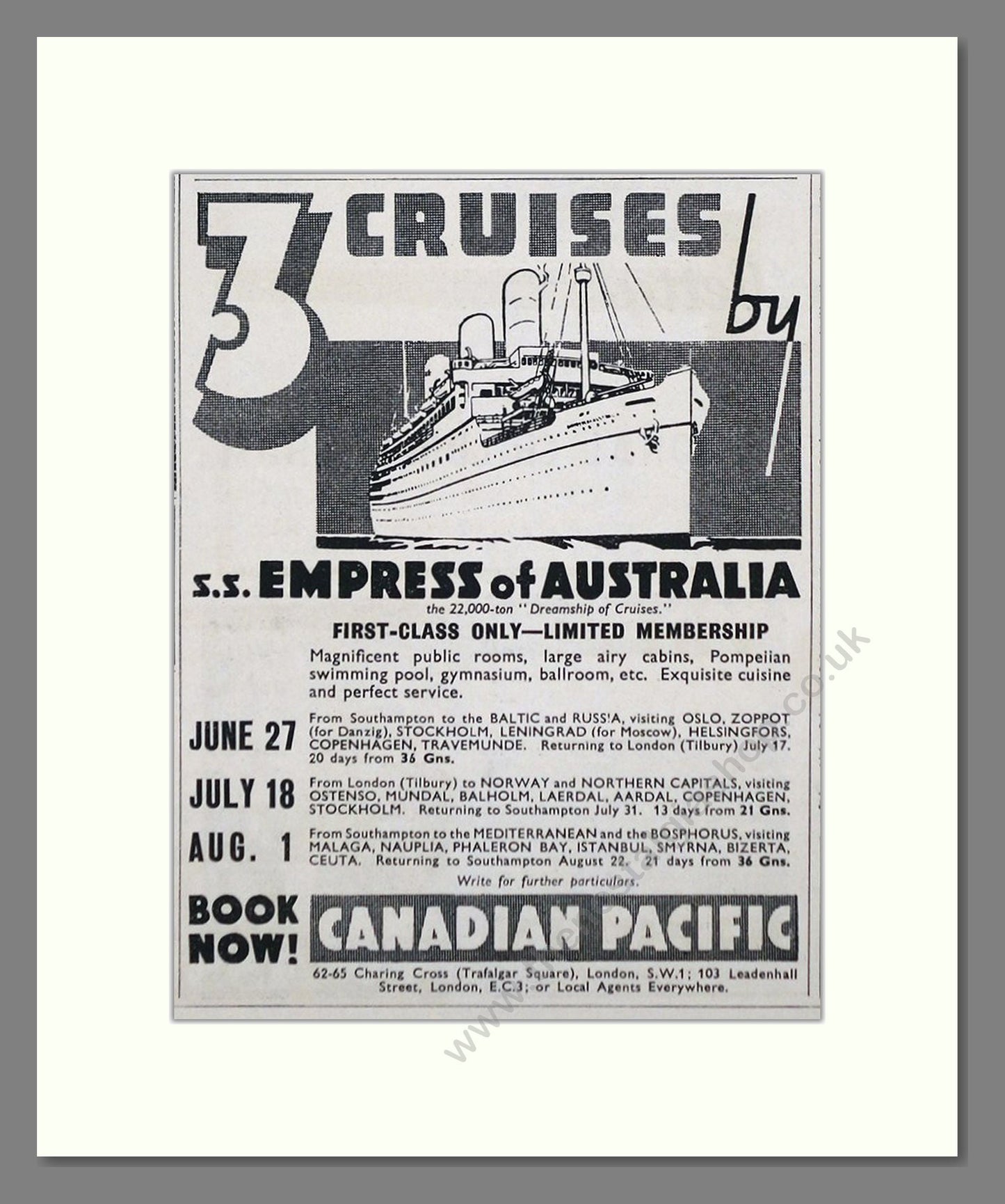Canadian Pacific - Empress Of Australia. Vintage Advert 1936 (ref AD66734)