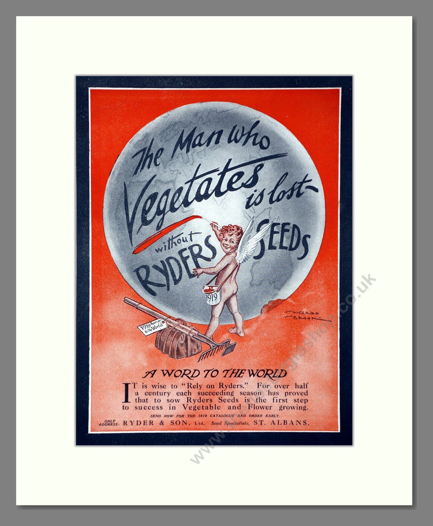 Ryders - Seeds. Vintage Advert 1919 (ref AD66790)