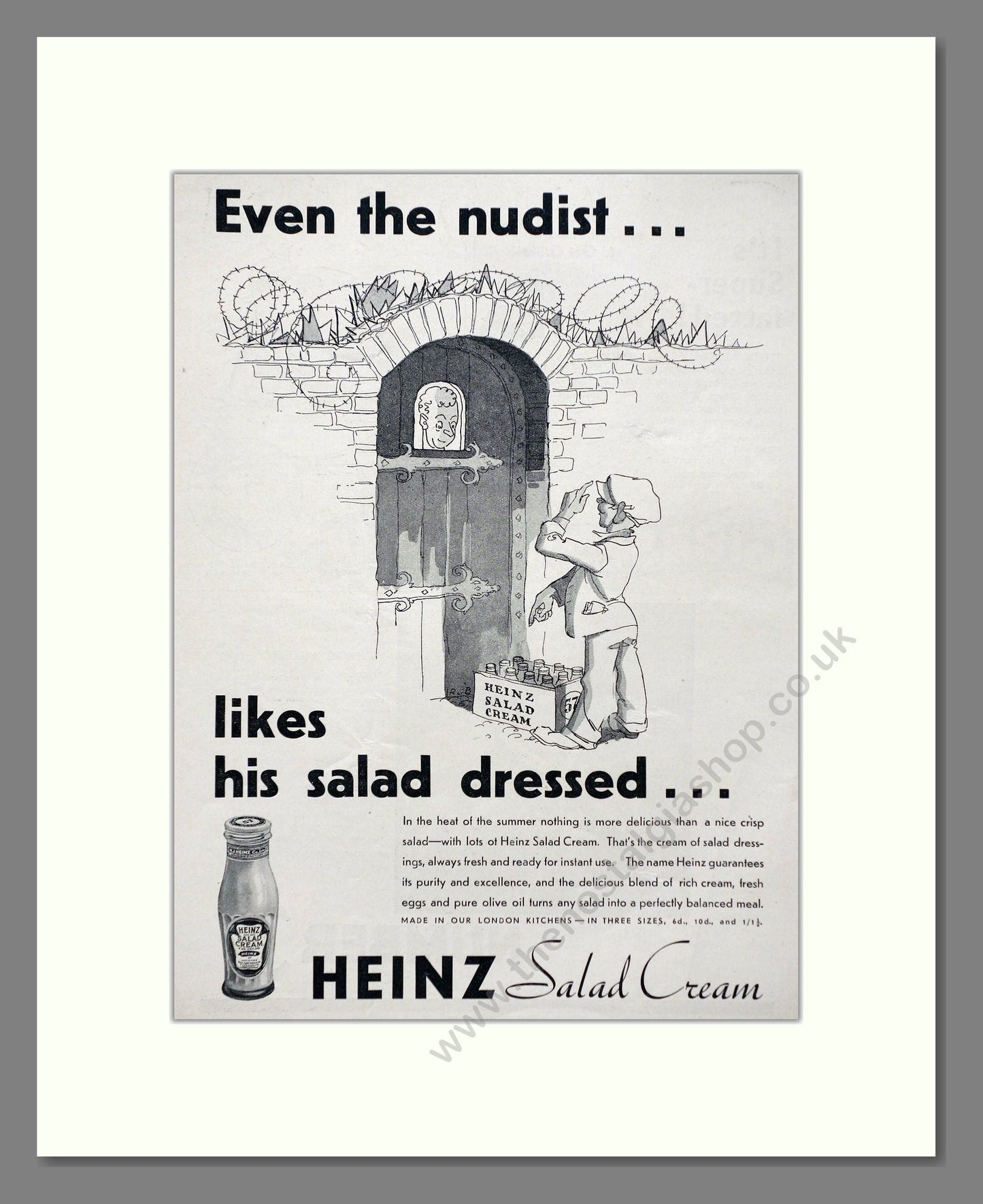 Heinz - Salad Cream. Vintage Advert 1935 (ref AD66802)