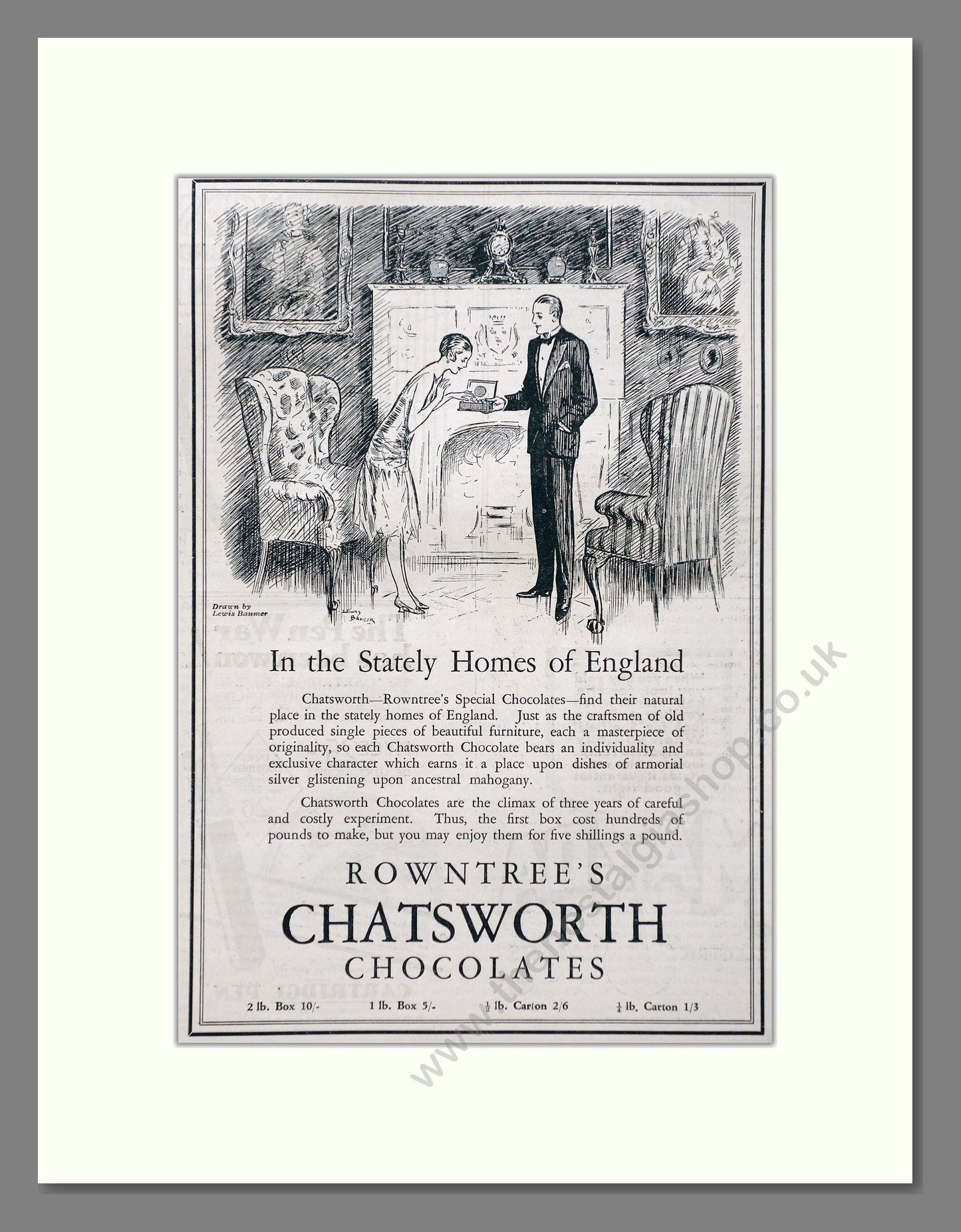 Rowntree's - Chatsworth Chocolates. Vintage Advert 1926 (ref AD66849)