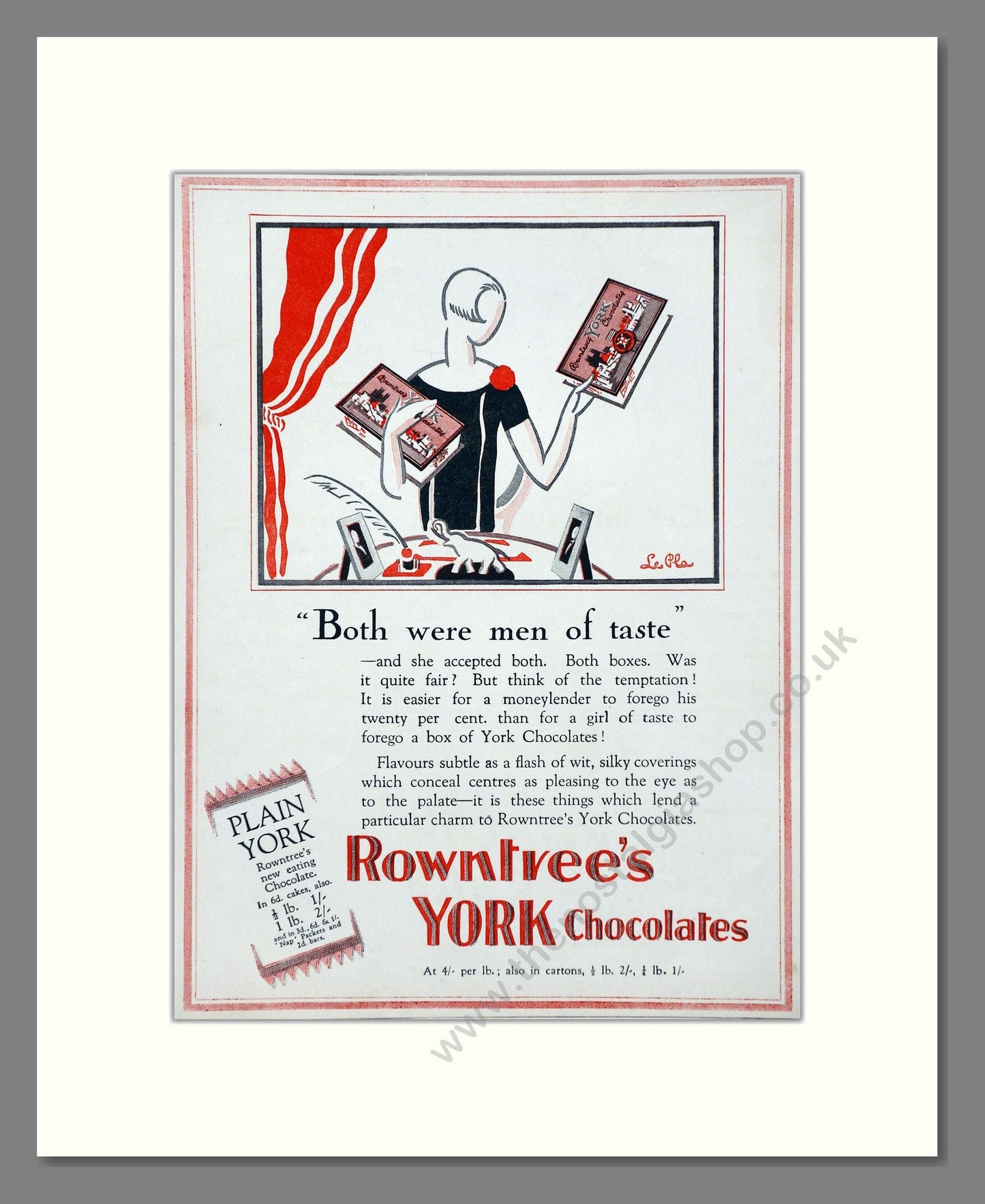 Rowntree's - York Chocolates. Vintage Advert 1926 (ref AD66852)