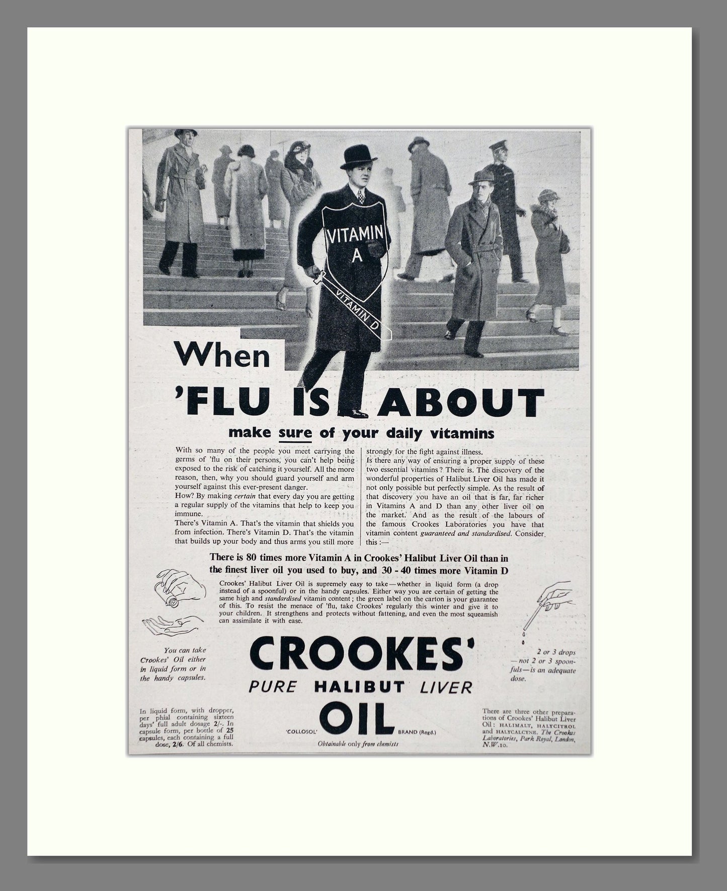 Crookes - Halibut Liver Oil. Vintage Advert 1936 (ref AD66894)