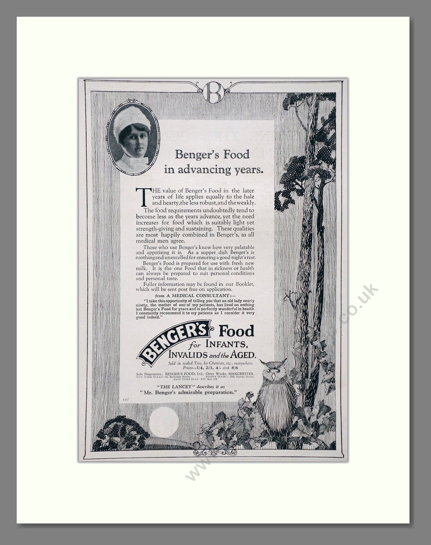 Benger's - Food For Infants And Invalids. Vintage Advert 1927 (ref AD66907)