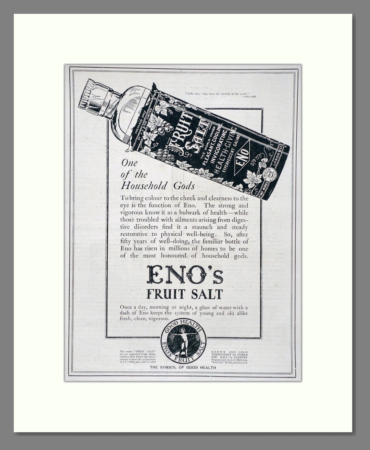 Eno's - Fruit Salt. Vintage Advert 1920 (ref AD66909)